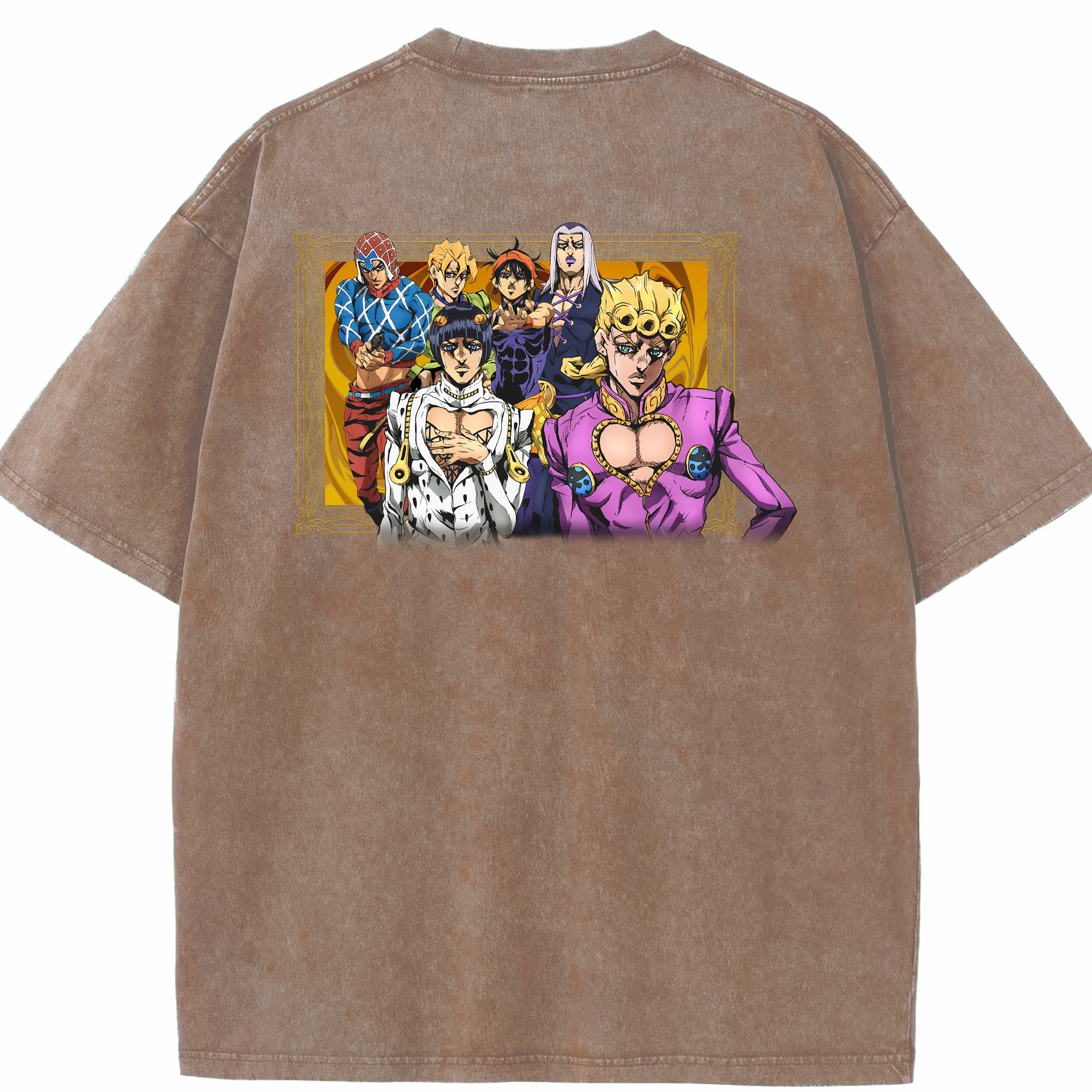 （画像用） ジョジョの奇妙な冒険 ジョルノ?ジョバァーナ JoJo's Bizarre Adventure Giorno Giovanna 綿100% ヴィンテージ風 半袖Tシャツ（背面プリント）
