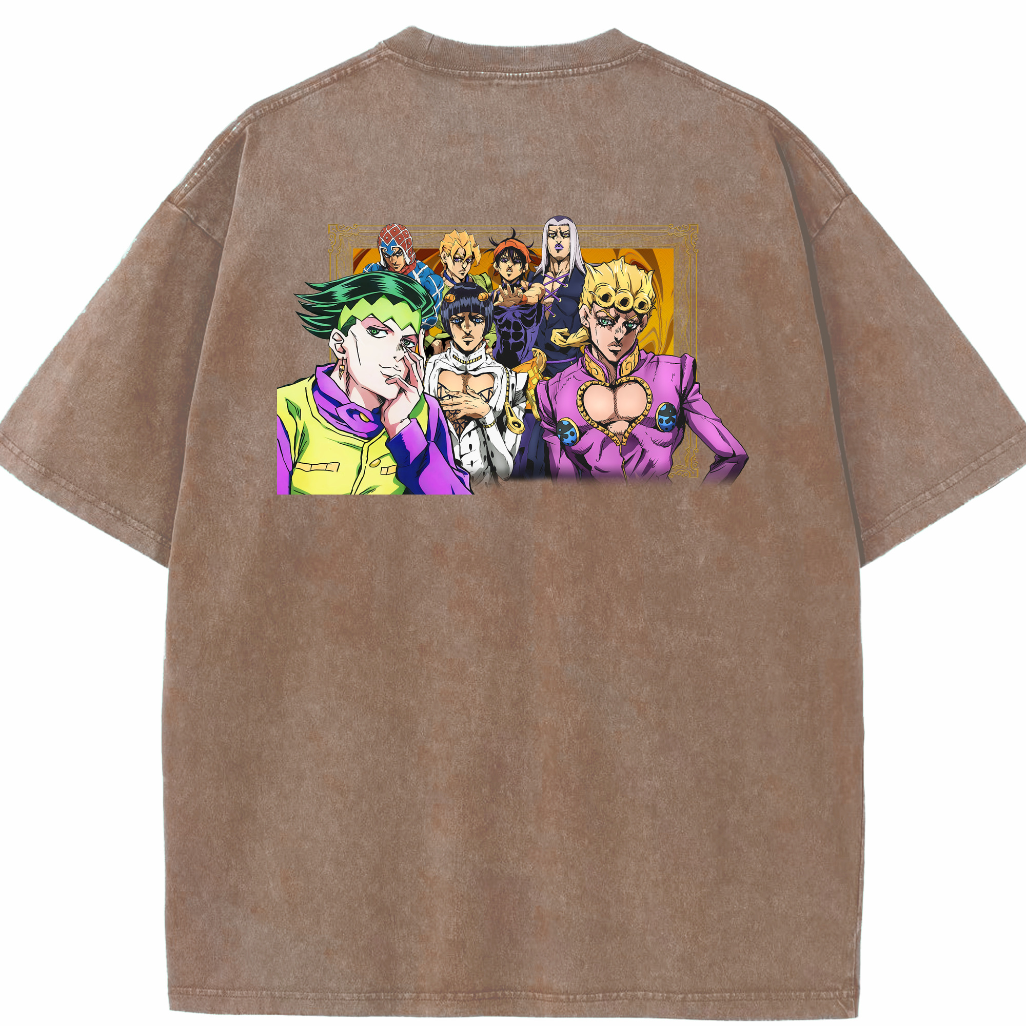 （画像用） ジョジョの奇妙な冒険 ジョルノ?ジョバァーナ JoJo's Bizarre Adventure Giorno Giovanna 綿100% ヴィンテージ風 半袖Tシャツ（背面プリント）