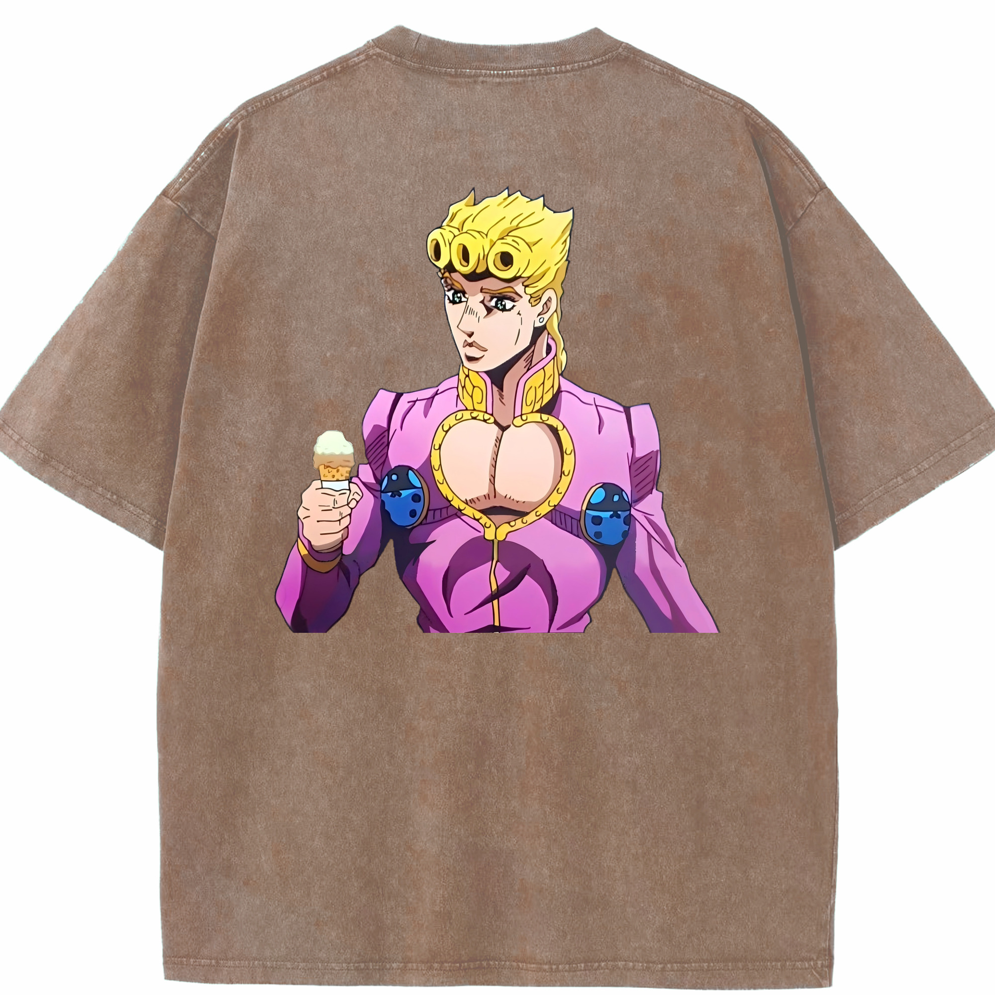 （画像用） ジョジョの奇妙な冒険 ジョルノ?ジョバァーナ JoJo's Bizarre Adventure Giorno Giovanna 綿100% ヴィンテージ風 半袖Tシャツ（背面プリント）