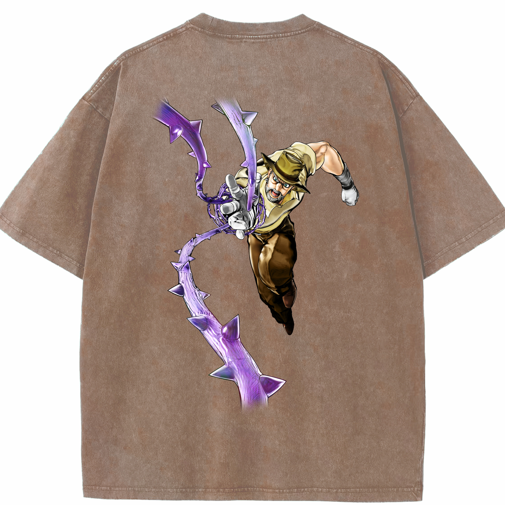 （画像用） ジョジョの奇妙な冒険 ジョセフ?ジョースター JoJo's Bizarre Adventure Joseph Joestar 綿100% ヴィンテージ風 半袖Tシャツ（背面プリント）