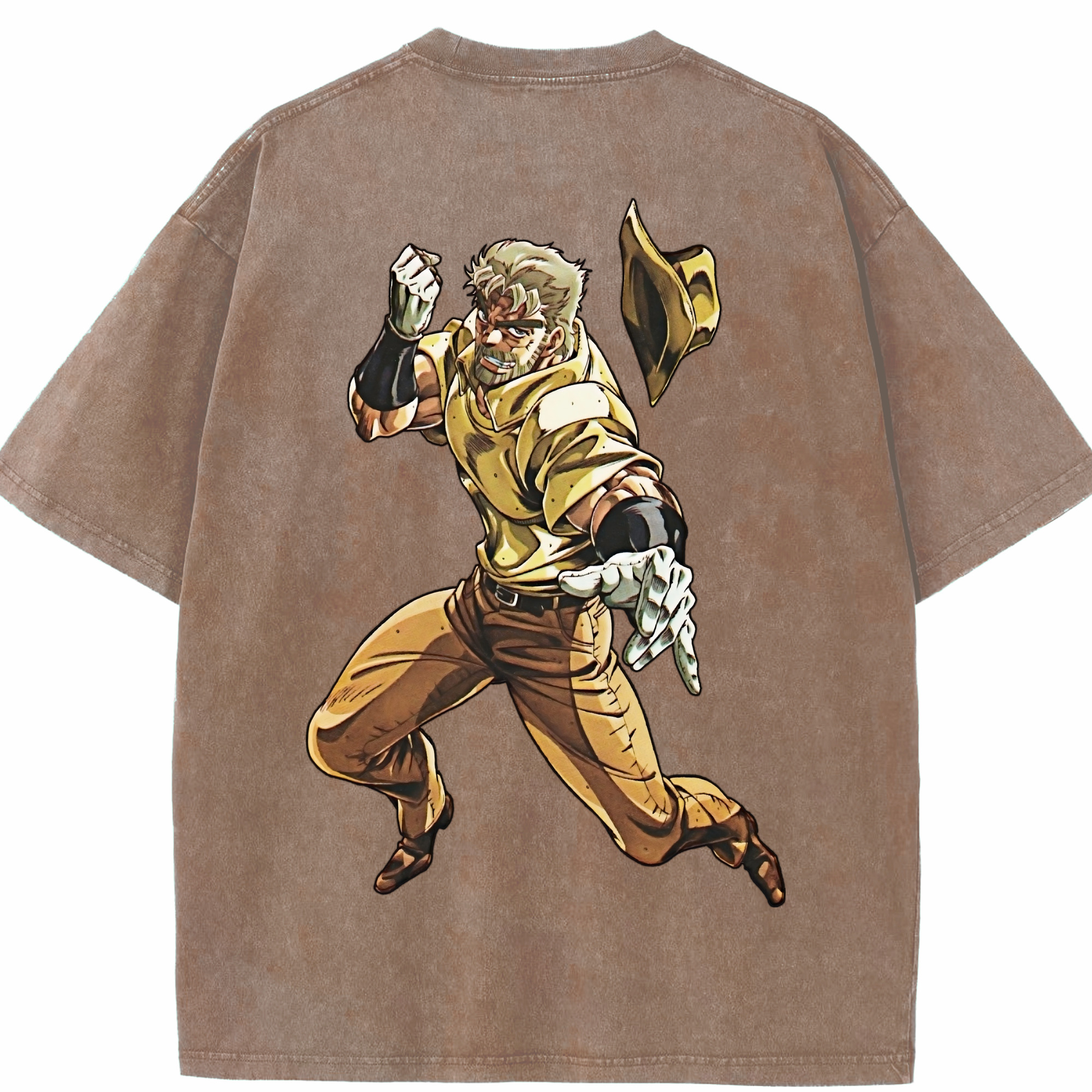 （画像用） ジョジョの奇妙な冒険 ジョセフ?ジョースター JoJo's Bizarre Adventure Joseph Joestar 綿100% ヴィンテージ風 半袖Tシャツ（背面プリント）