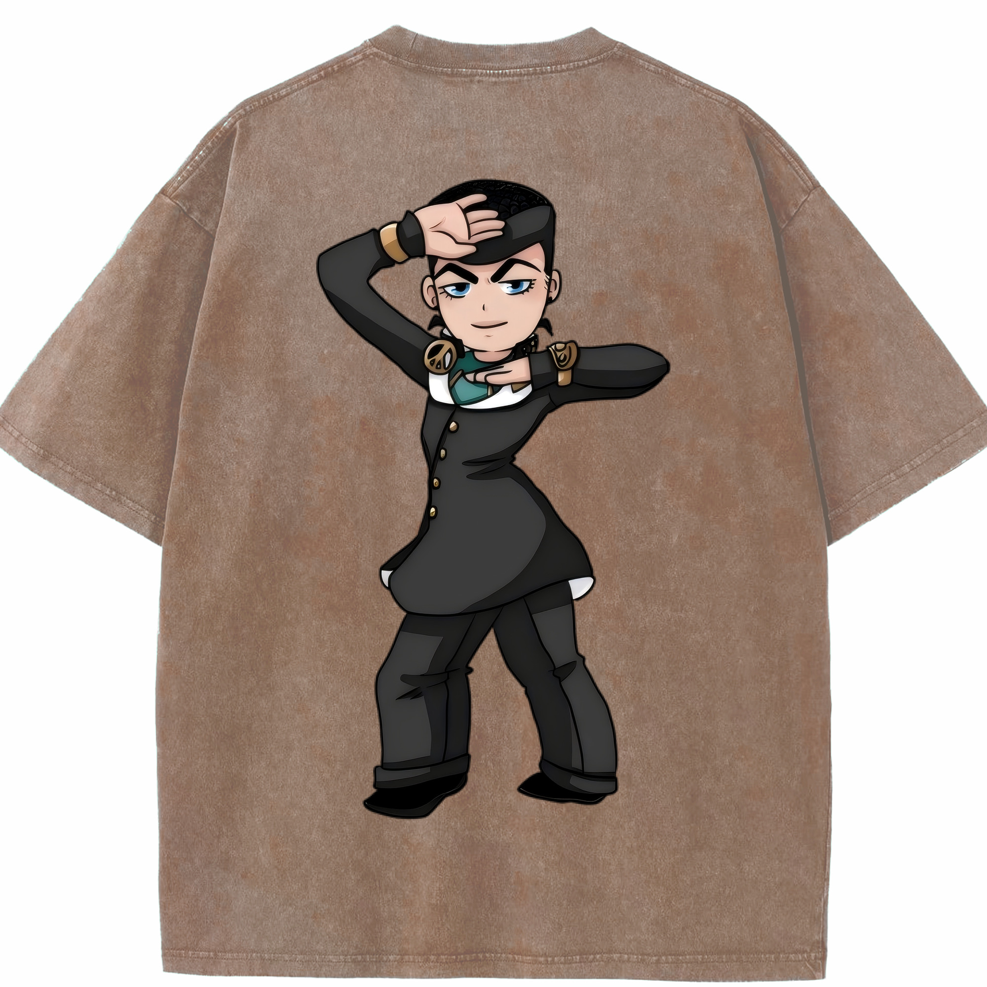 （画像用） ジョジョの奇妙な冒険 ひがしかた じょうすけ JoJo's Bizarre Adventure Higashikata Josuke 綿100% ヴィンテージ風 半袖Tシャツ（背面プリント）