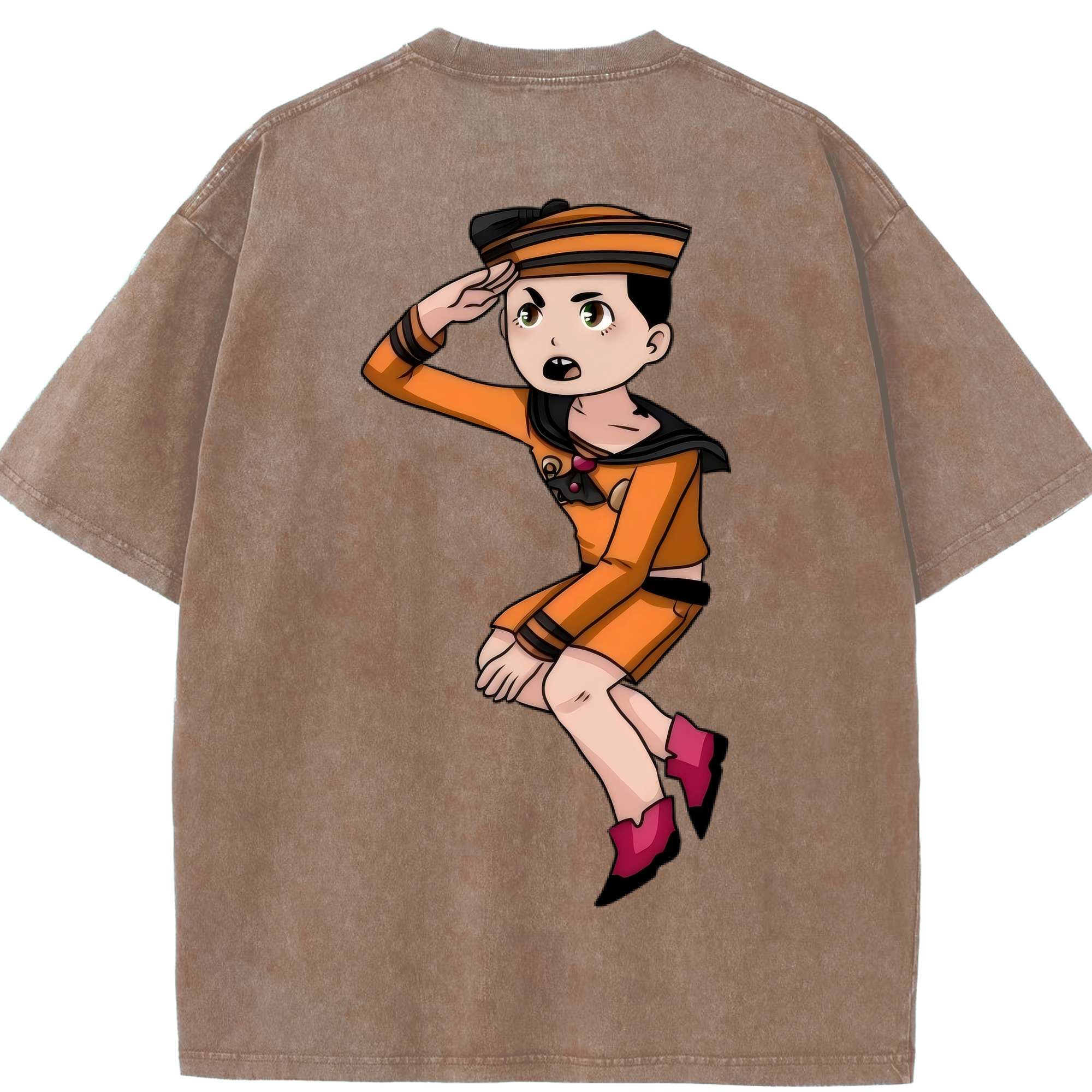 （画像用） ジョジョの奇妙な冒険 東方定助 JoJo's Bizarre Adventure Higashikata Josuke 綿100% ヴィンテージ風 半袖Tシャツ（背面プリント）
