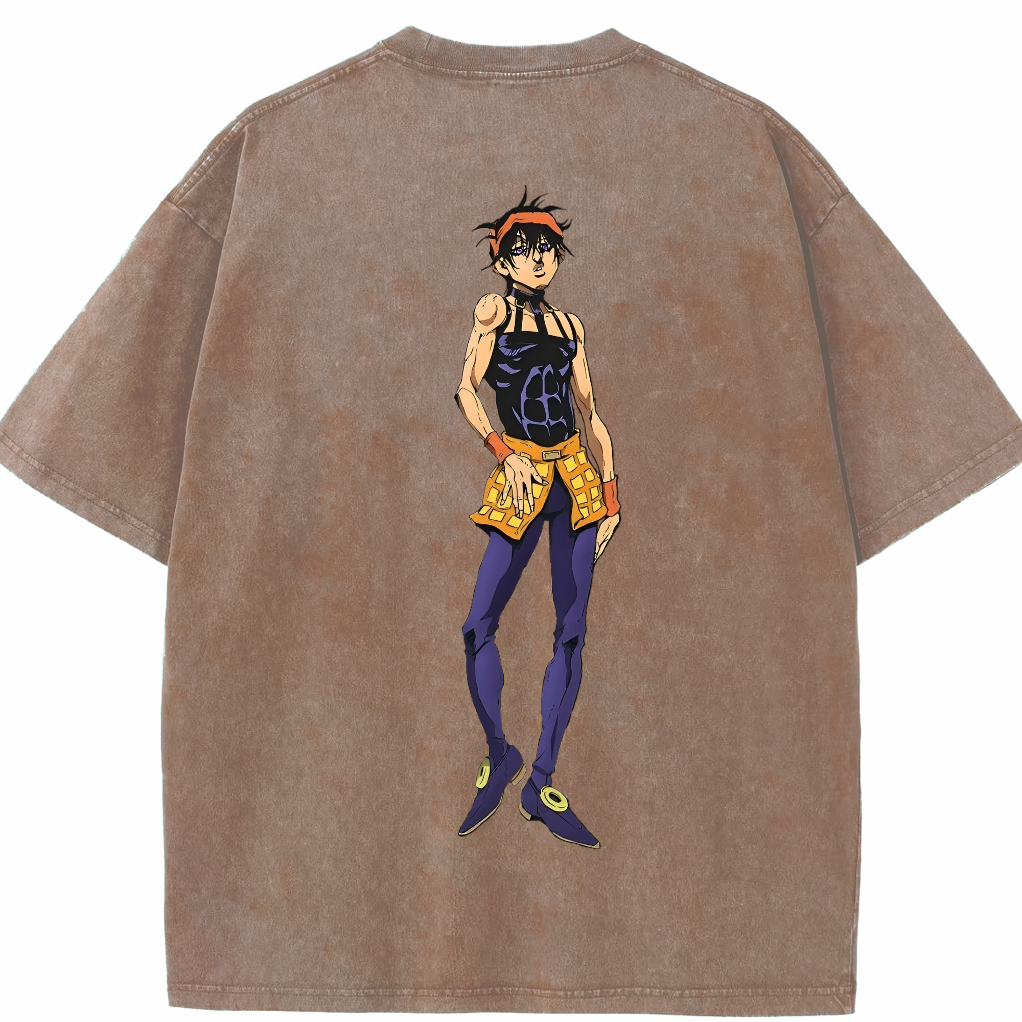 （画像用） ジョジョの奇妙な冒険 ナランチャ?ギルガ JoJo's Bizarre Adventure Narancia Ghirga 綿100% ヴィンテージ風 半袖Tシャツ（背面プリント）
