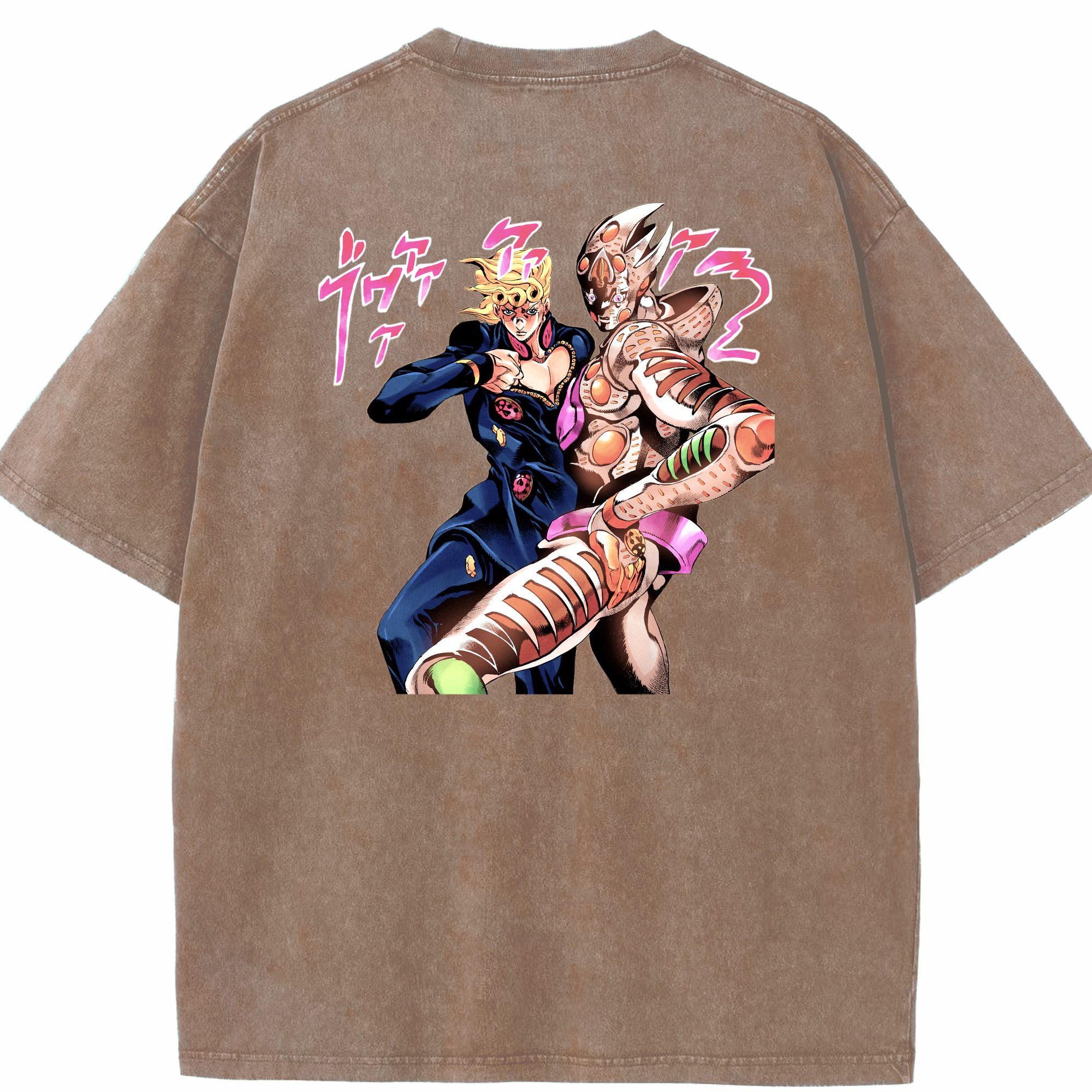 （画像用） ジョジョの奇妙な冒険 ジョルノ?ジョバァーナ JoJo's Bizarre Adventure Giorno Giovanna 綿100% ヴィンテージ風 半袖Tシャツ（背面プリント）