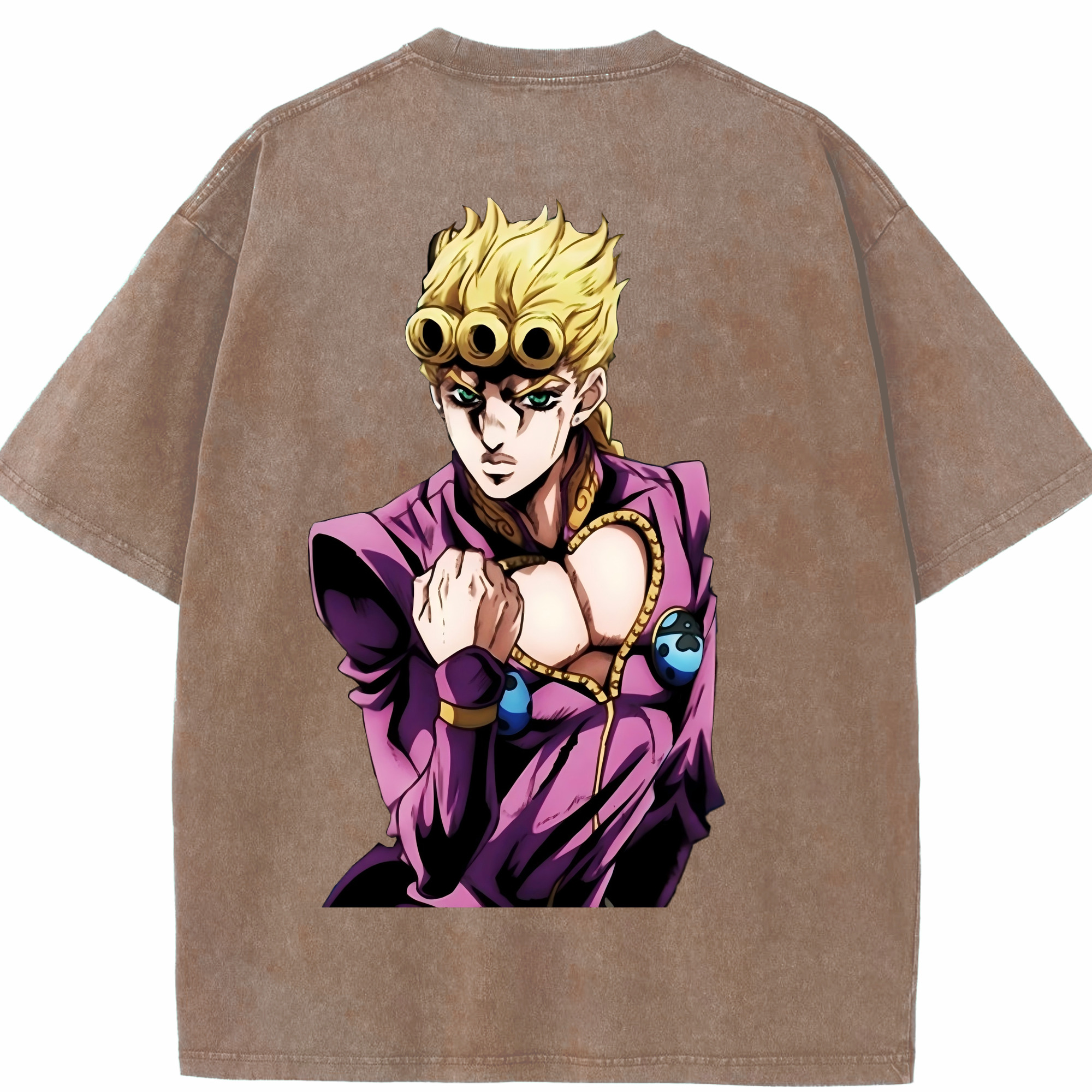 （画像用） ジョジョの奇妙な冒険 ジョルノ?ジョバァーナ JoJo's Bizarre Adventure Giorno Giovanna 綿100% ヴィンテージ風 半袖Tシャツ（背面プリント）