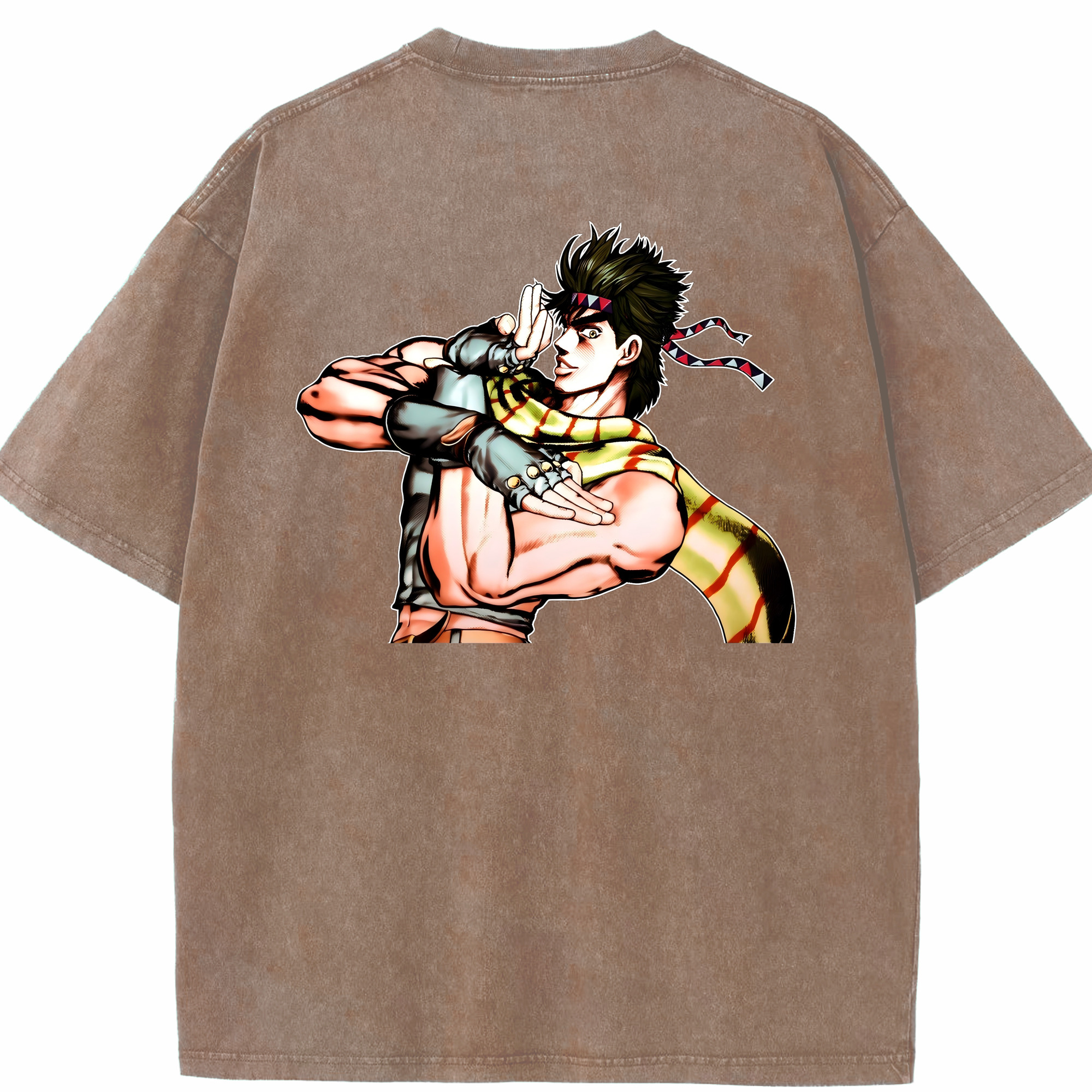 （画像用） ジョジョの奇妙な冒険 ジョセフ?ジョースター JoJo's Bizarre Adventure Joseph Joestar 綿100% ヴィンテージ風 半袖Tシャツ（背面プリント）