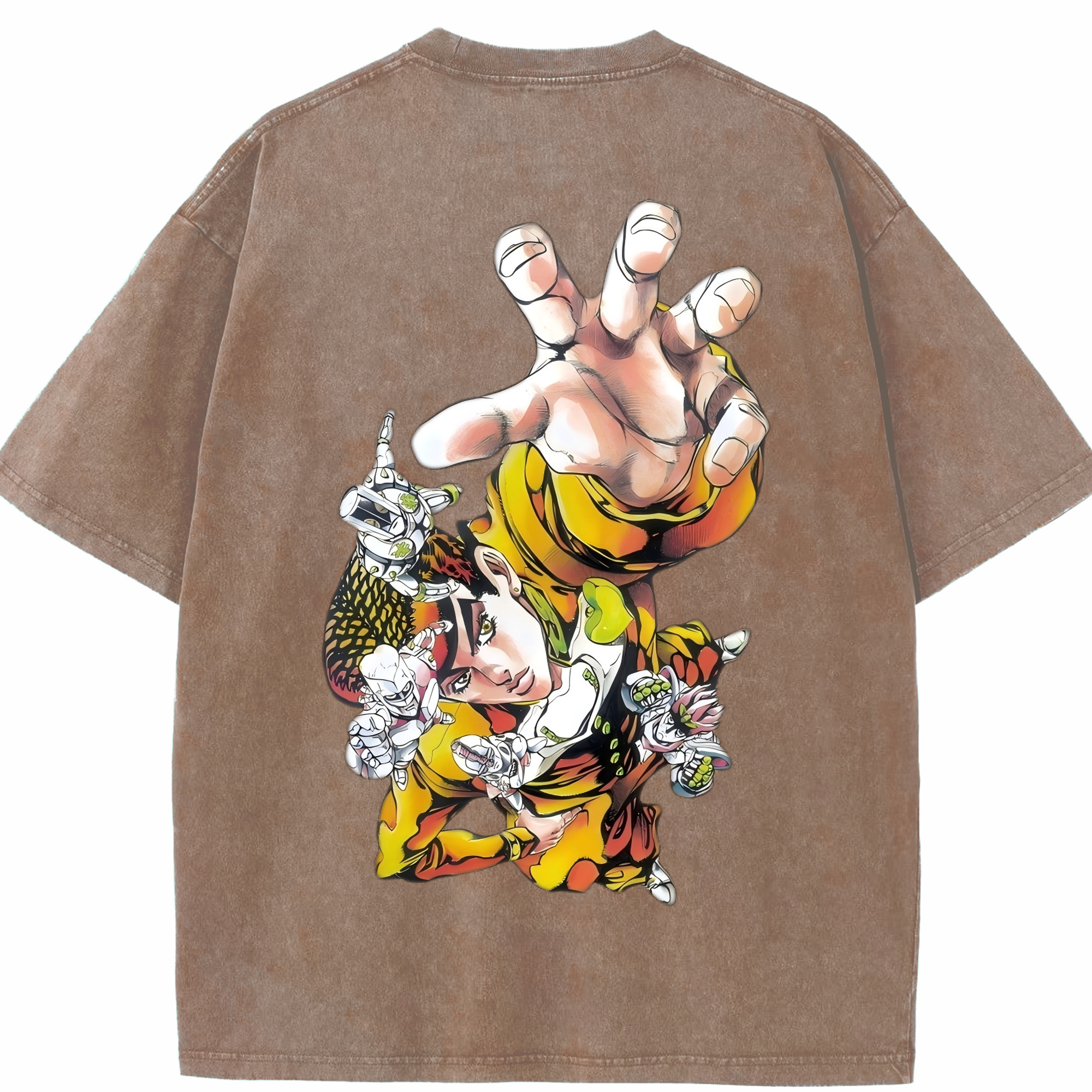 （画像用） ジョジョの奇妙な冒険 ひがしかた じょうすけ JoJo's Bizarre Adventure Higashikata Josuke 綿100% ヴィンテージ風 半袖Tシャツ（背面プリント）