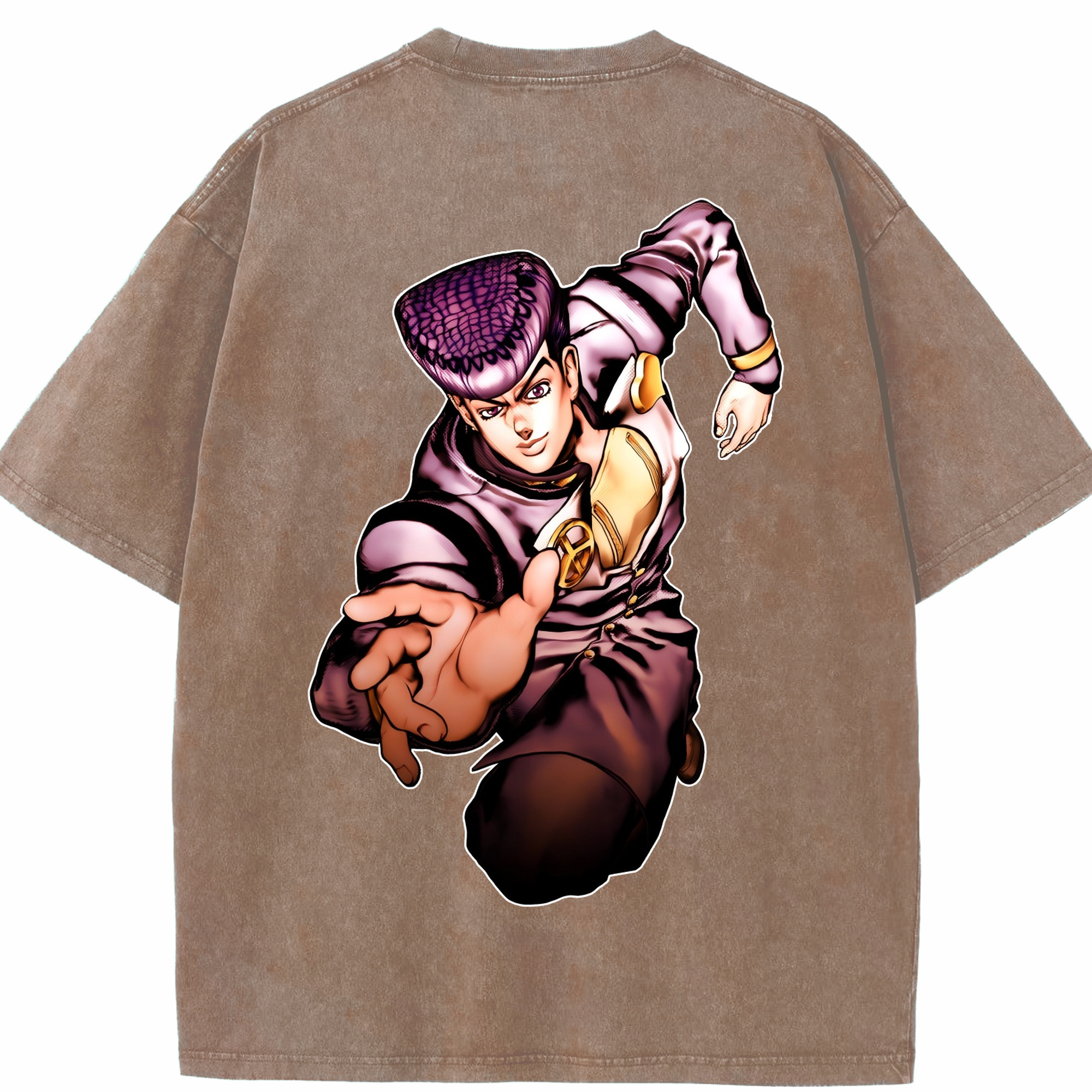 （画像用） ジョジョの奇妙な冒険 ひがしかた じょうすけ JoJo's Bizarre Adventure Higashikata Josuke 綿100% ヴィンテージ風 半袖Tシャツ（背面プリント）