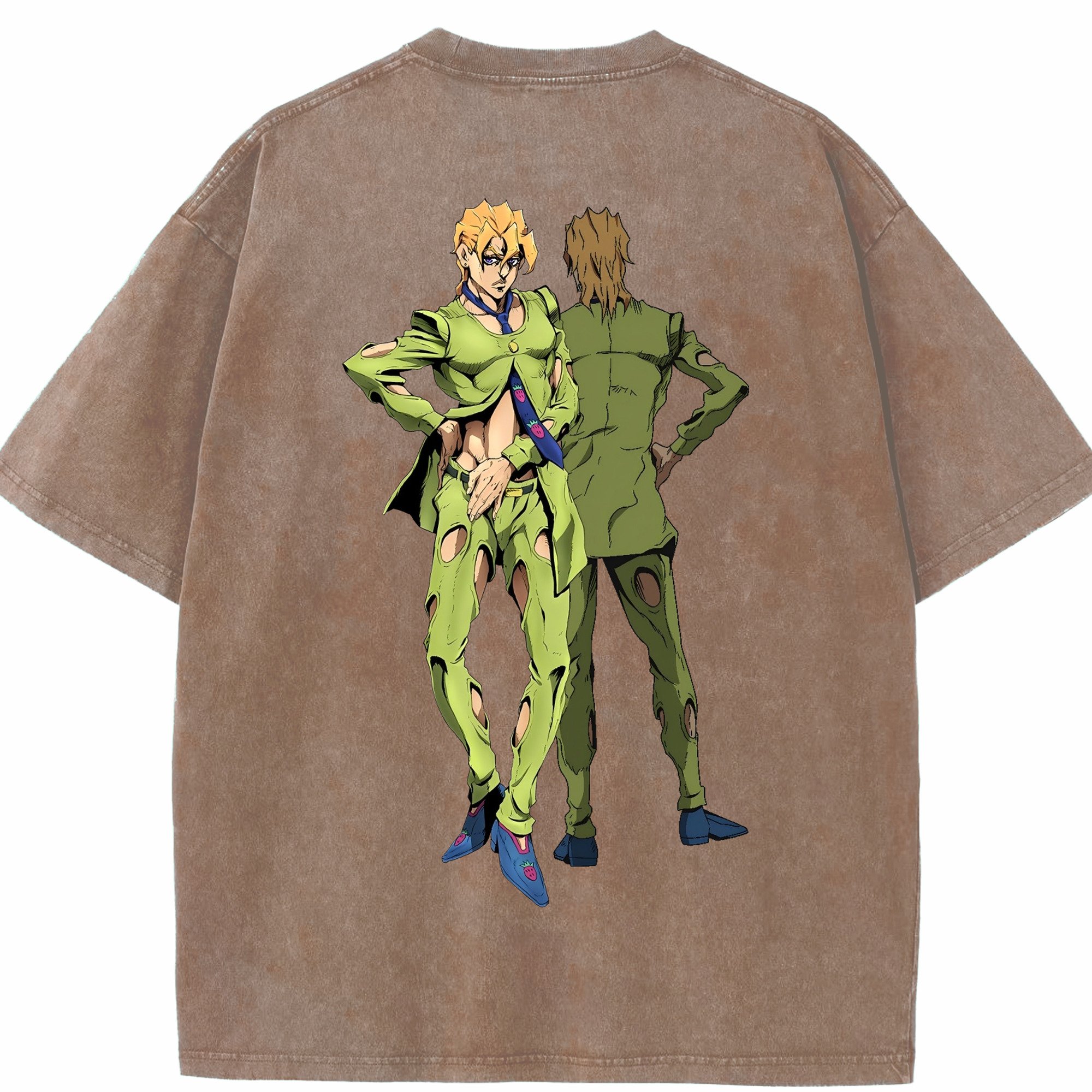 （画像用） ジョジョの奇妙な冒険 パンナコッタ?フー JoJo's Bizarre Adventure Pannacotta Fugo 綿100% ヴィンテージ風 半袖Tシャツ（背面プリント）