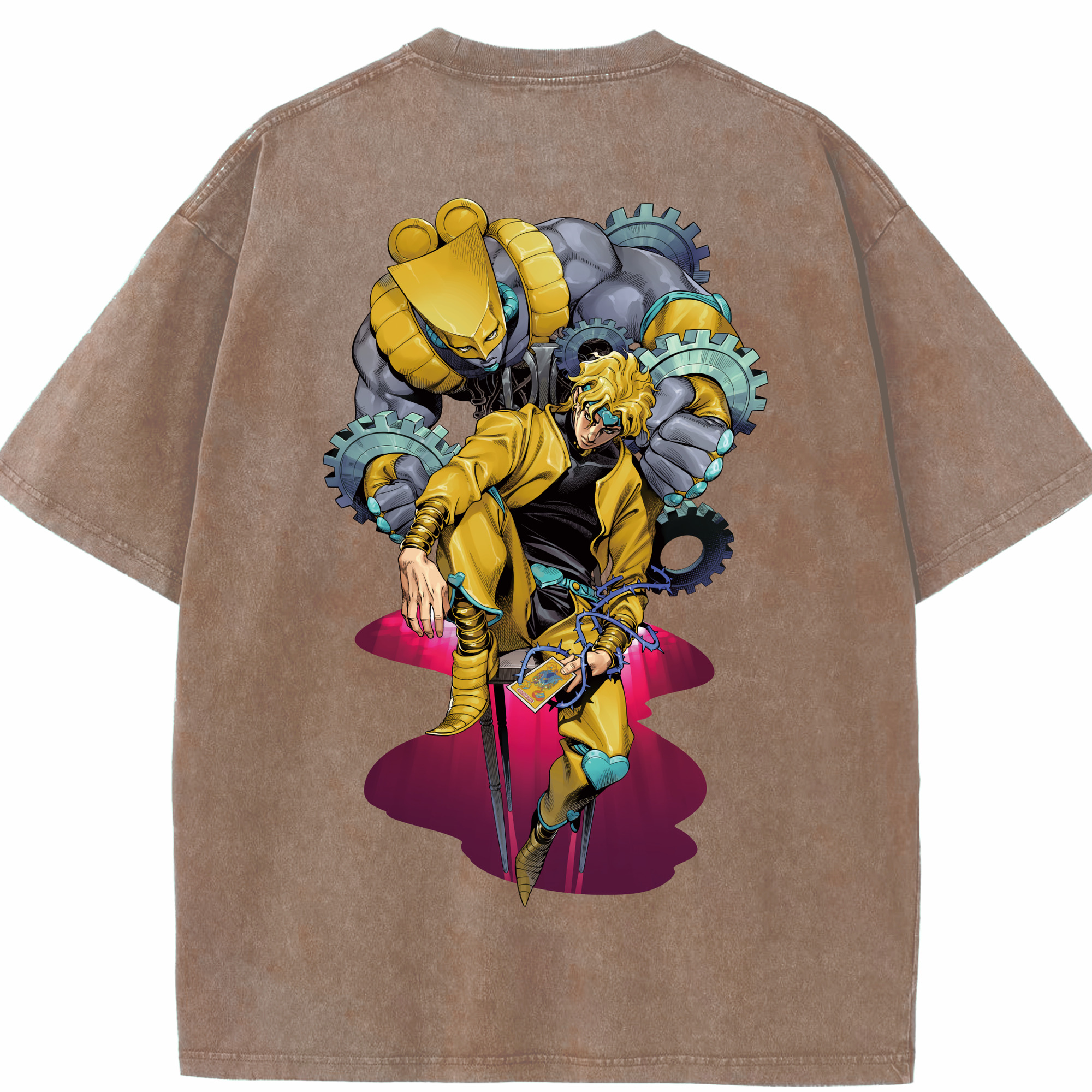 （画像用） ジョジョの奇妙な冒険 ディオ?ブランドー JoJo's Bizarre Adventure Dio Brando 綿100% ヴィンテージ風 半袖Tシャツ（背面プリント）