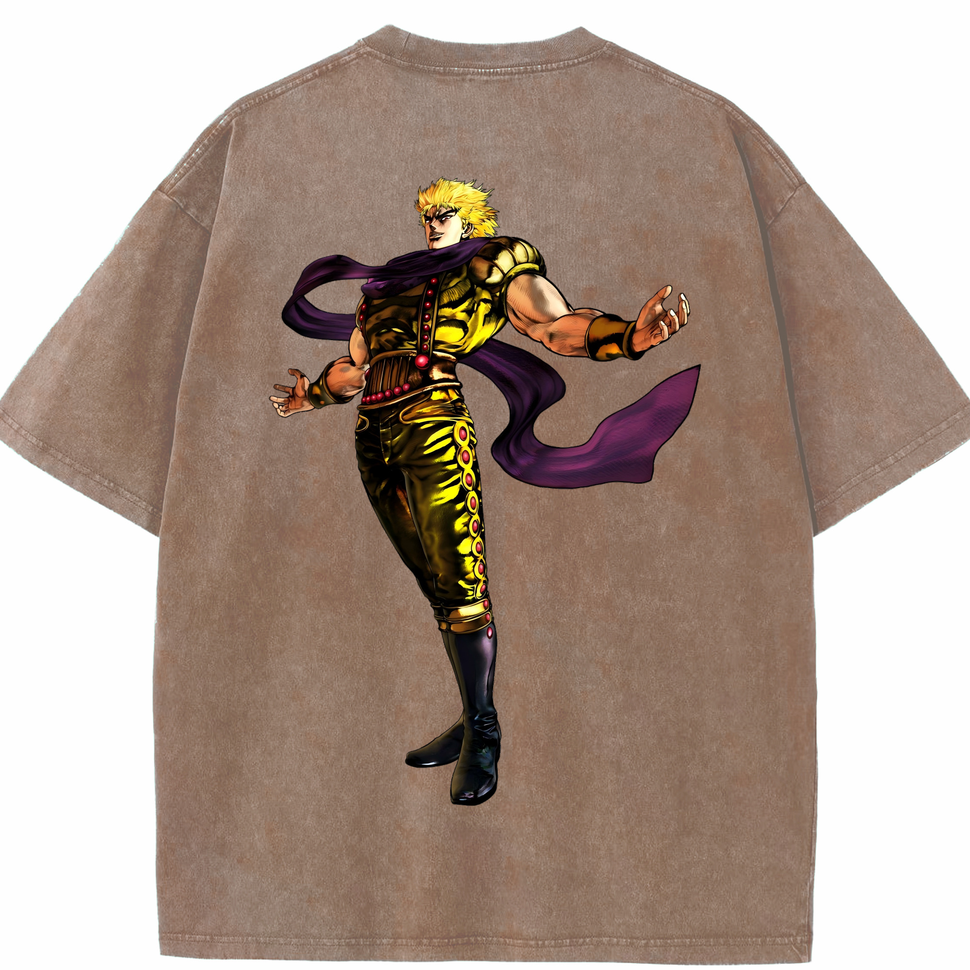 （画像用） ジョジョの奇妙な冒険 ディオ?ブランドー JoJo's Bizarre Adventure Dio Brando 綿100% ヴィンテージ風 半袖Tシャツ（背面プリント）