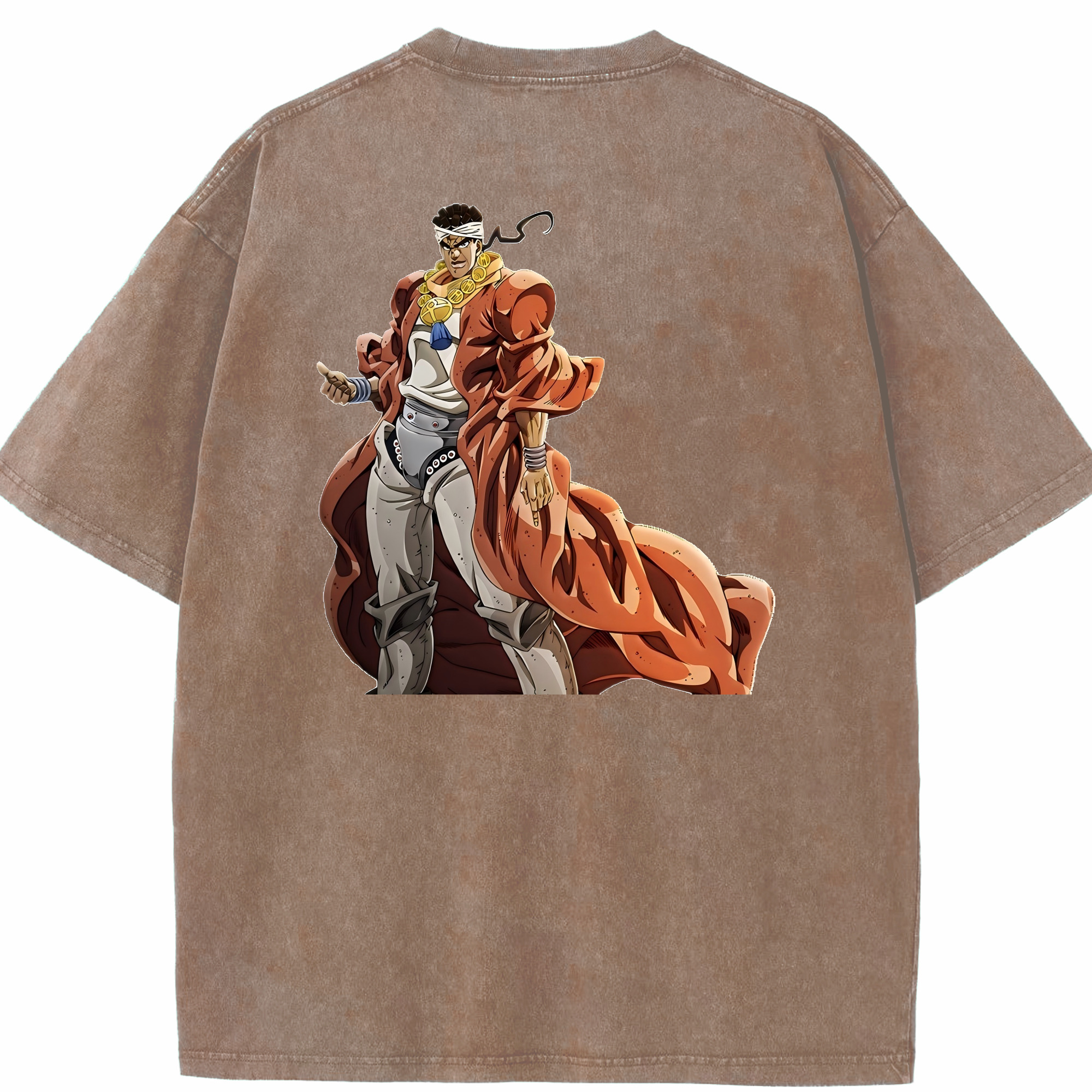 （画像用） ジョジョの奇妙な冒険 ムハンマド?アブドゥル JoJo's Bizarre Adventure Muhammad Avdol 綿100% ヴィンテージ風 半袖Tシャツ（背面プリント）
