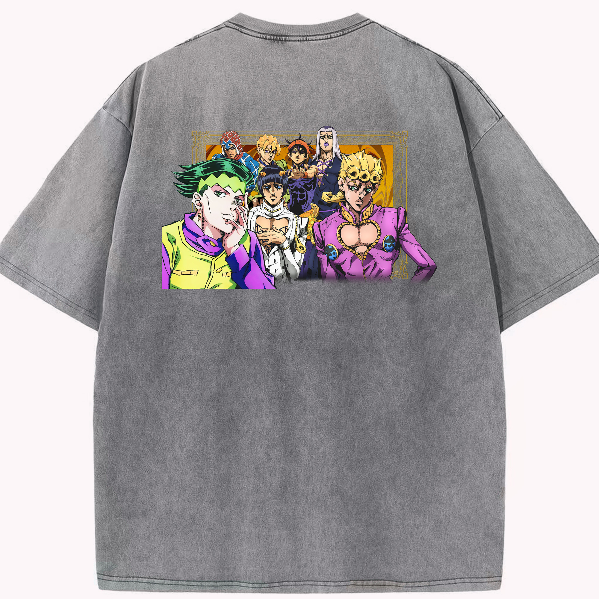 （画像用） ジョジョの奇妙な冒険 ジョルノ?ジョバァーナ JoJo's Bizarre Adventure Giorno Giovanna 綿100% ヴィンテージ風 半袖Tシャツ（背面プリント）