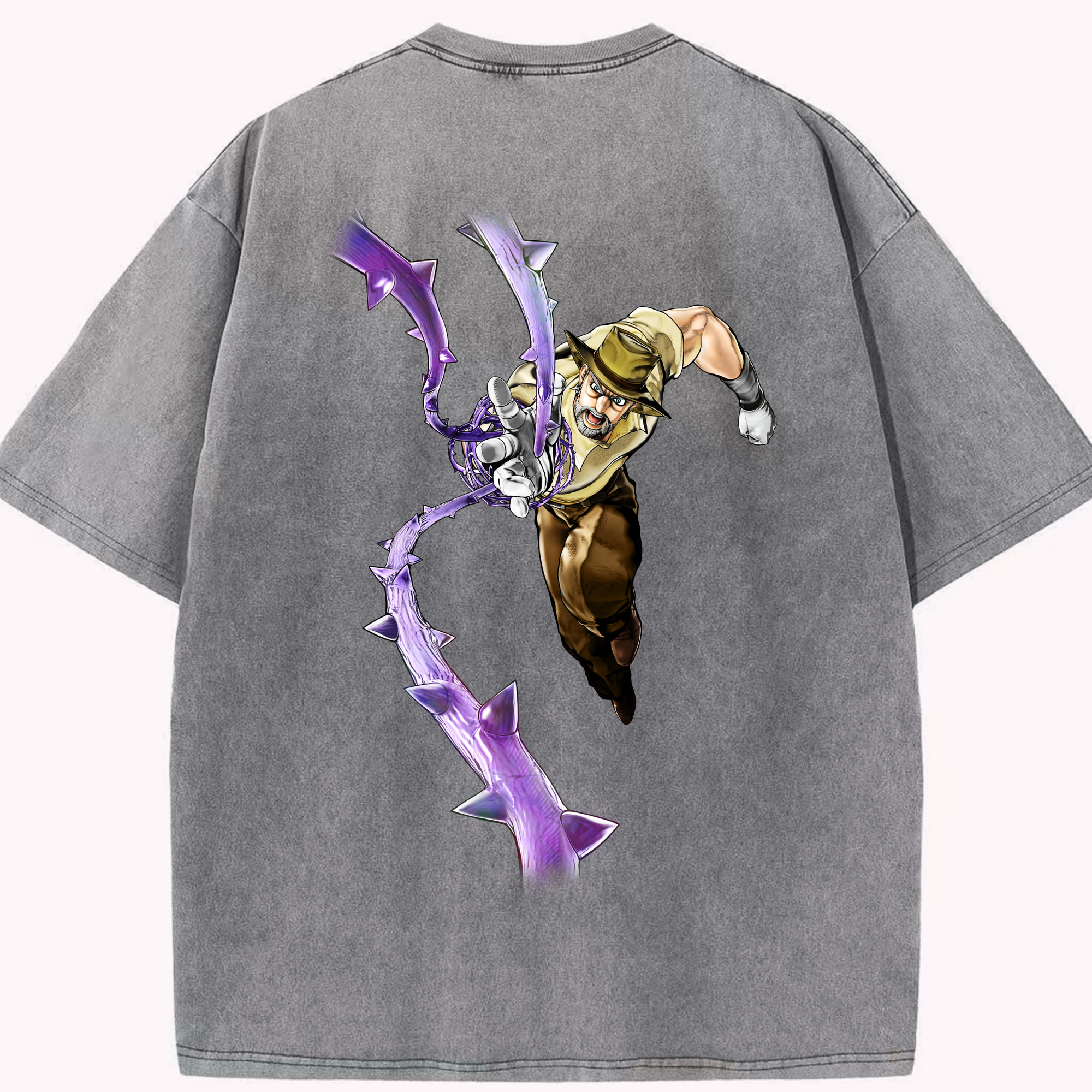 （画像用） ジョジョの奇妙な冒険 ジョセフ?ジョースター JoJo's Bizarre Adventure Joseph Joestar 綿100% ヴィンテージ風 半袖Tシャツ（背面プリント）