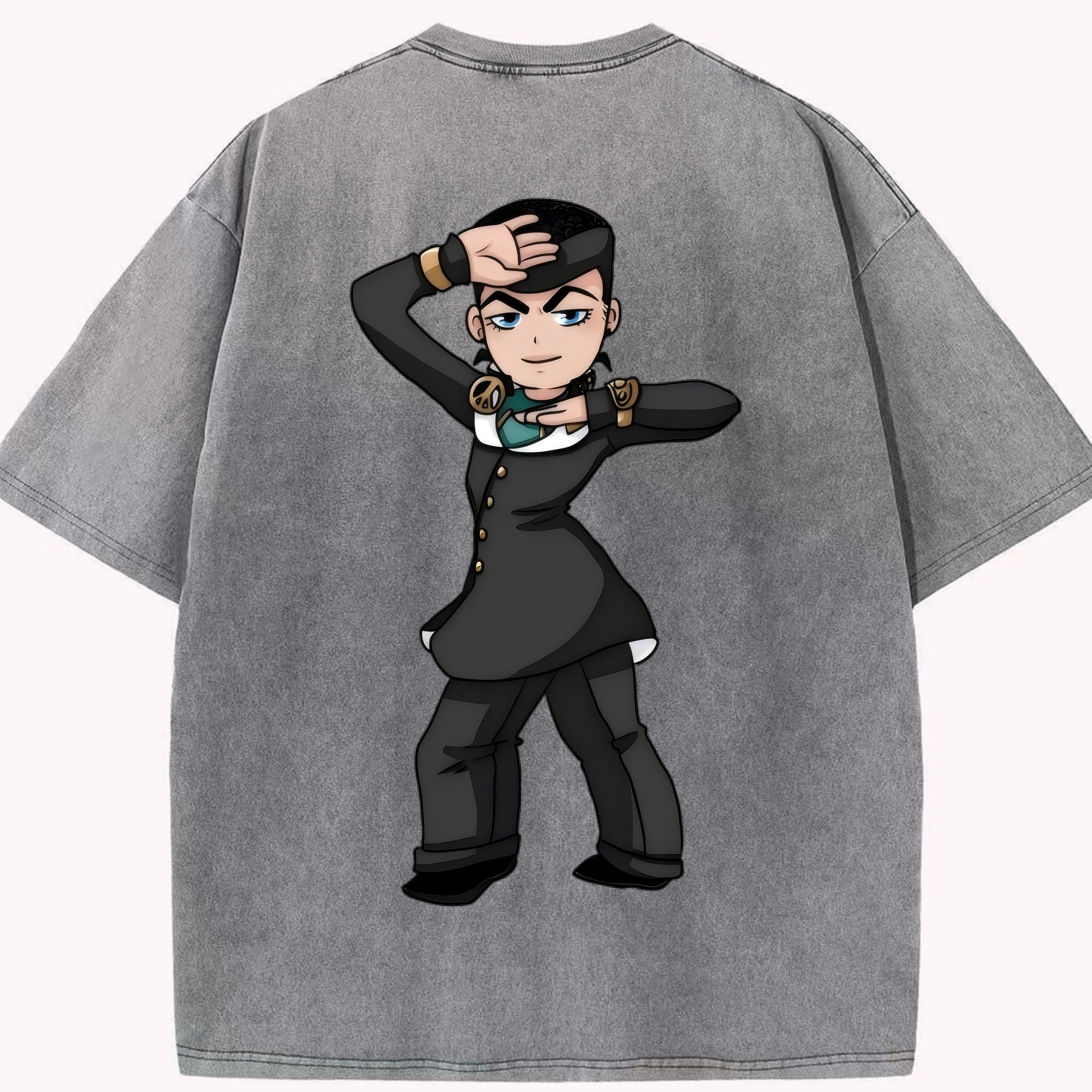 （画像用） ジョジョの奇妙な冒険 ひがしかた じょうすけ JoJo's Bizarre Adventure Higashikata Josuke 綿100% ヴィンテージ風 半袖Tシャツ（背面プリント）