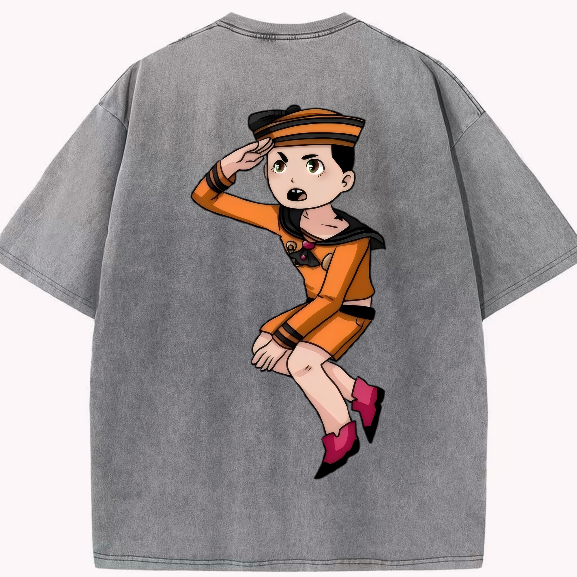 （画像用） ジョジョの奇妙な冒険 東方定助 JoJo's Bizarre Adventure Higashikata Josuke 綿100% ヴィンテージ風 半袖Tシャツ（背面プリント）