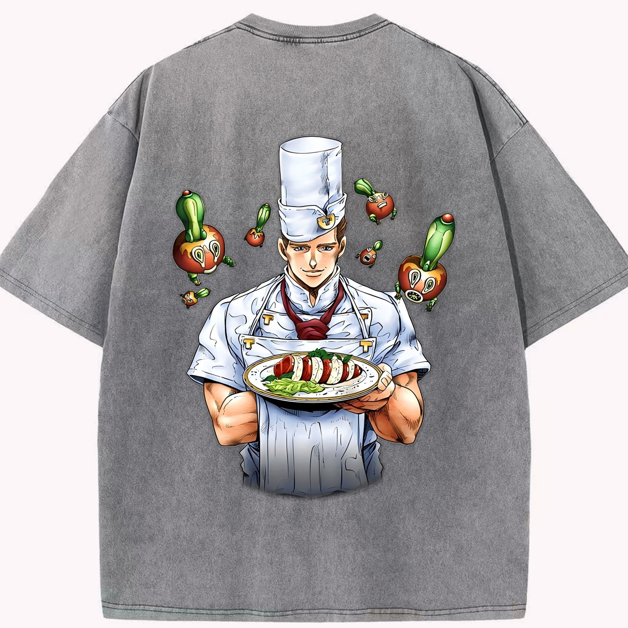（画像用） ジョジョの奇妙な冒険 Tonio Trussardi JoJo's Bizarre Adventure トニオ?トラッサルディ 綿100% ヴィンテージ風 半袖Tシャツ（背面プリント）