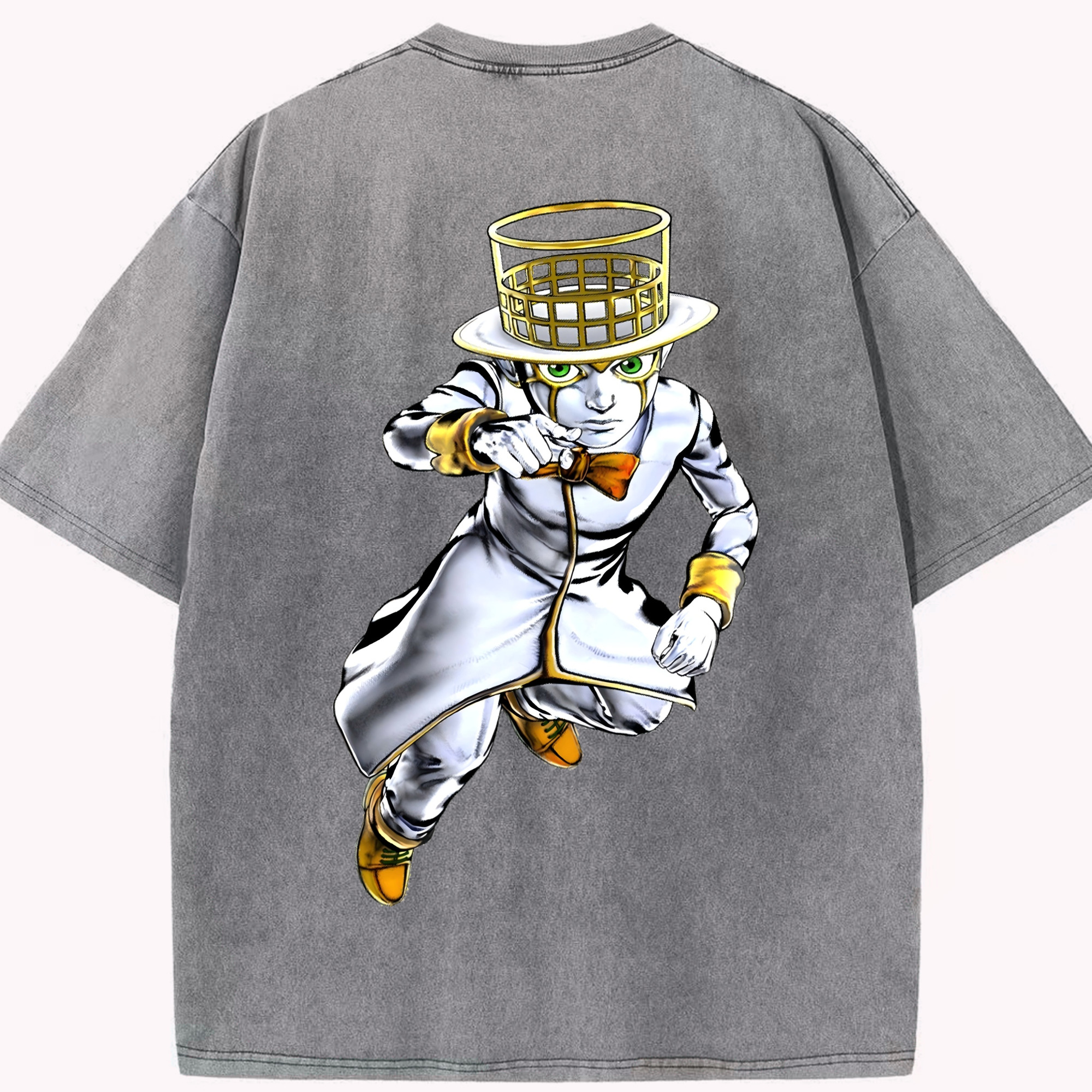 （画像用） ジョジョの奇妙な冒険 岸辺 露伴（きしべ ろはん） JoJo's Bizarre Adventure Rohan Kishibe 綿100% ヴィンテージ風 半袖Tシャツ（背面プリント）