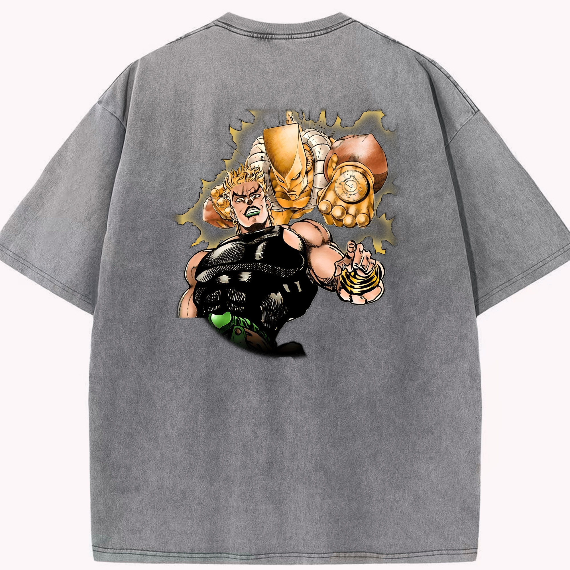 （画像用） ジョジョの奇妙な冒険 ディオ?ブランドー JoJo's Bizarre Adventure Dio Brando 綿100% ヴィンテージ風 半袖Tシャツ（背面プリント）