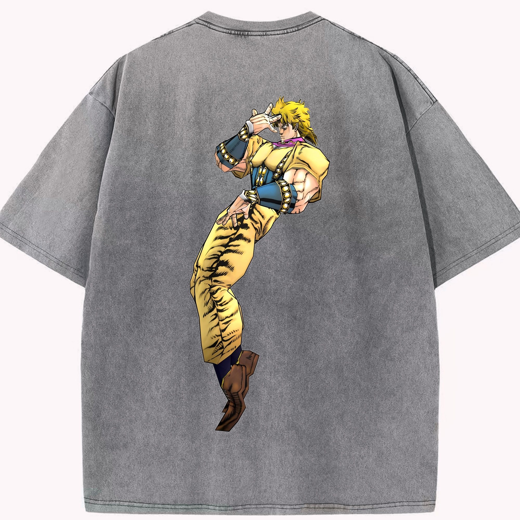 （画像用） ジョジョの奇妙な冒険 ディオ?ブランドー JoJo's Bizarre Adventure Dio Brando 綿100% ヴィンテージ風 半袖Tシャツ（背面プリント）