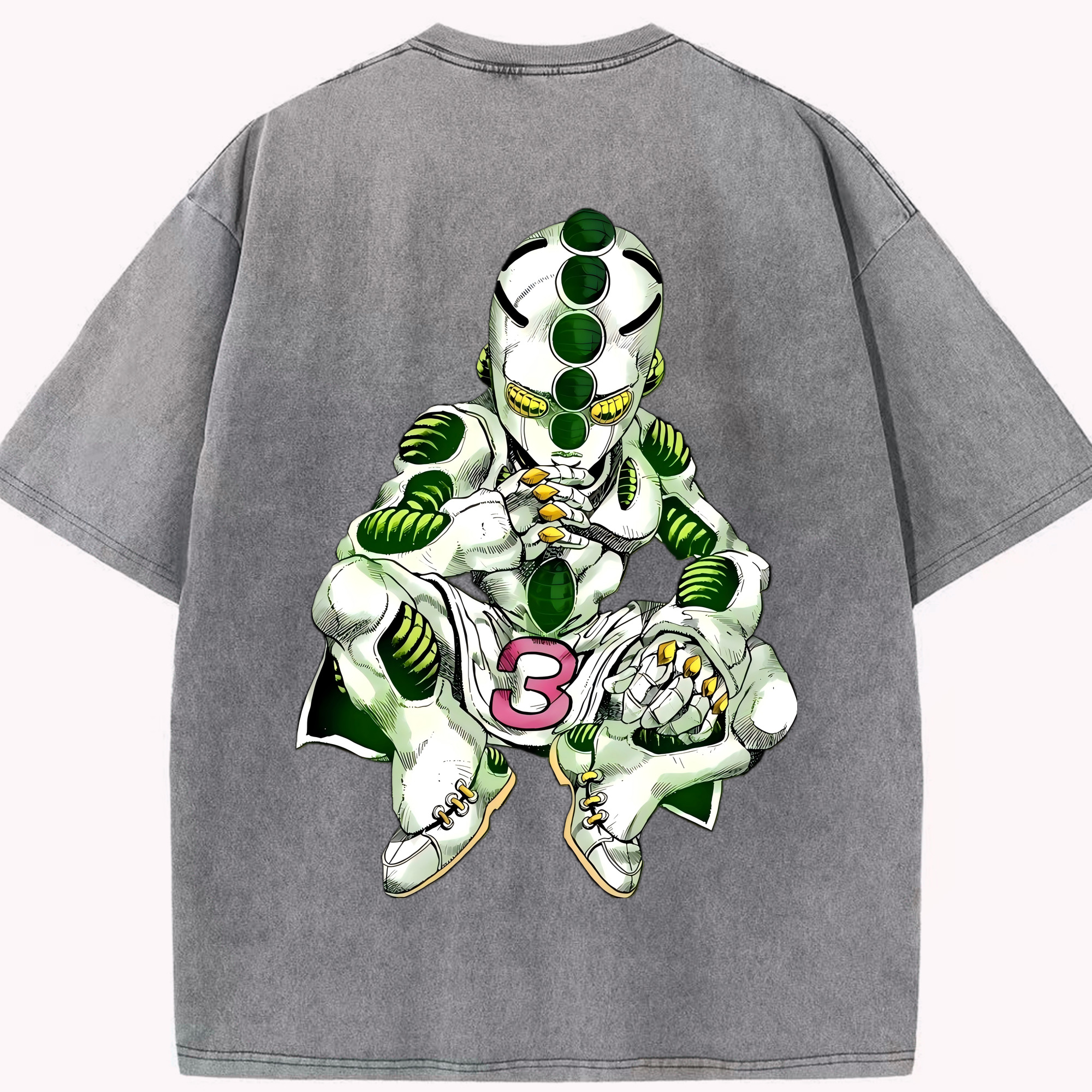 （画像用） ジョジョの奇妙な冒険 広瀨康一 JoJo's Bizarre Adventure Hirose Koichi 綿100% ヴィンテージ風 半袖Tシャツ（背面プリント）