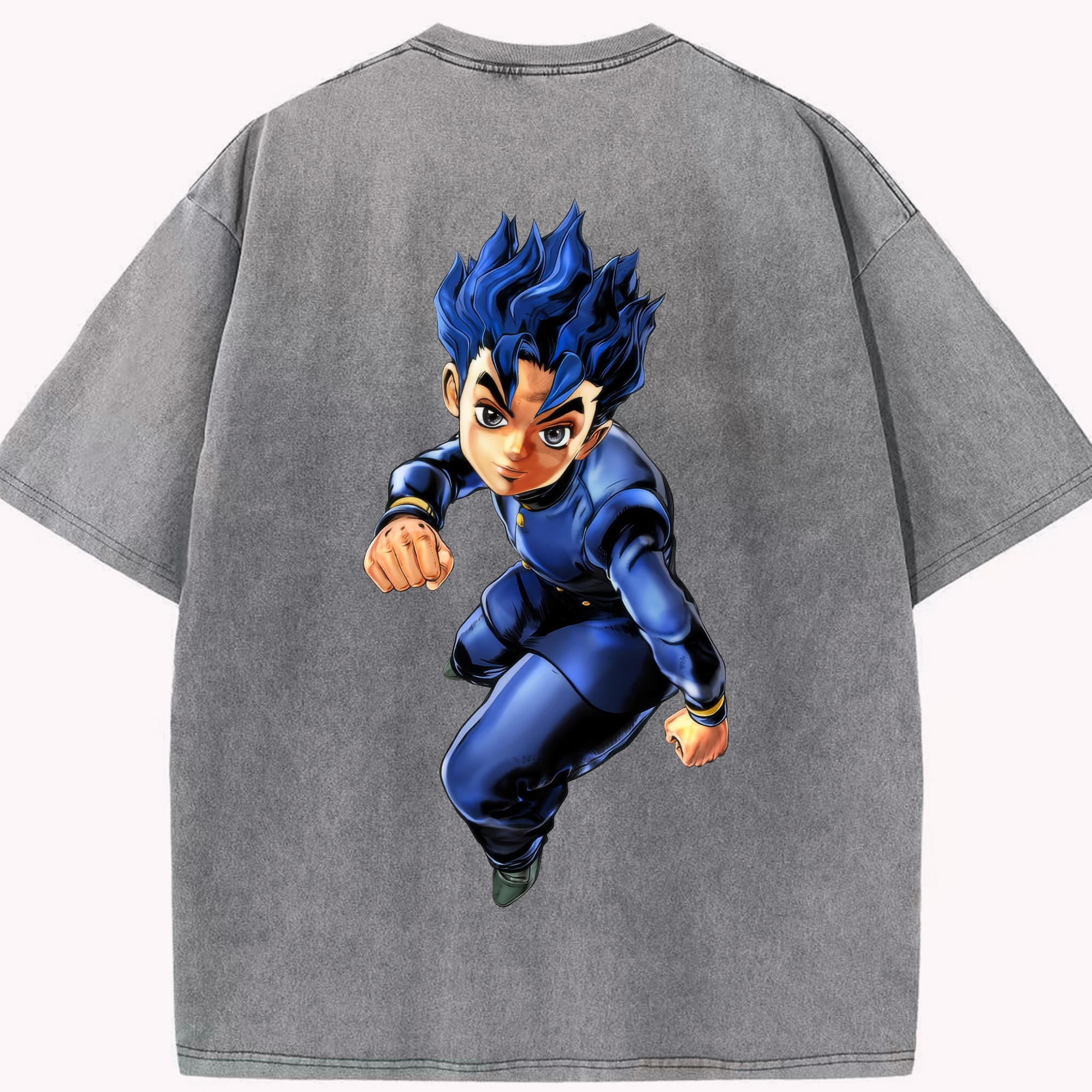 （画像用） ジョジョの奇妙な冒険 広瀨康一 JoJo's Bizarre Adventure Hirose Koichi 綿100% ヴィンテージ風 半袖Tシャツ（背面プリント）