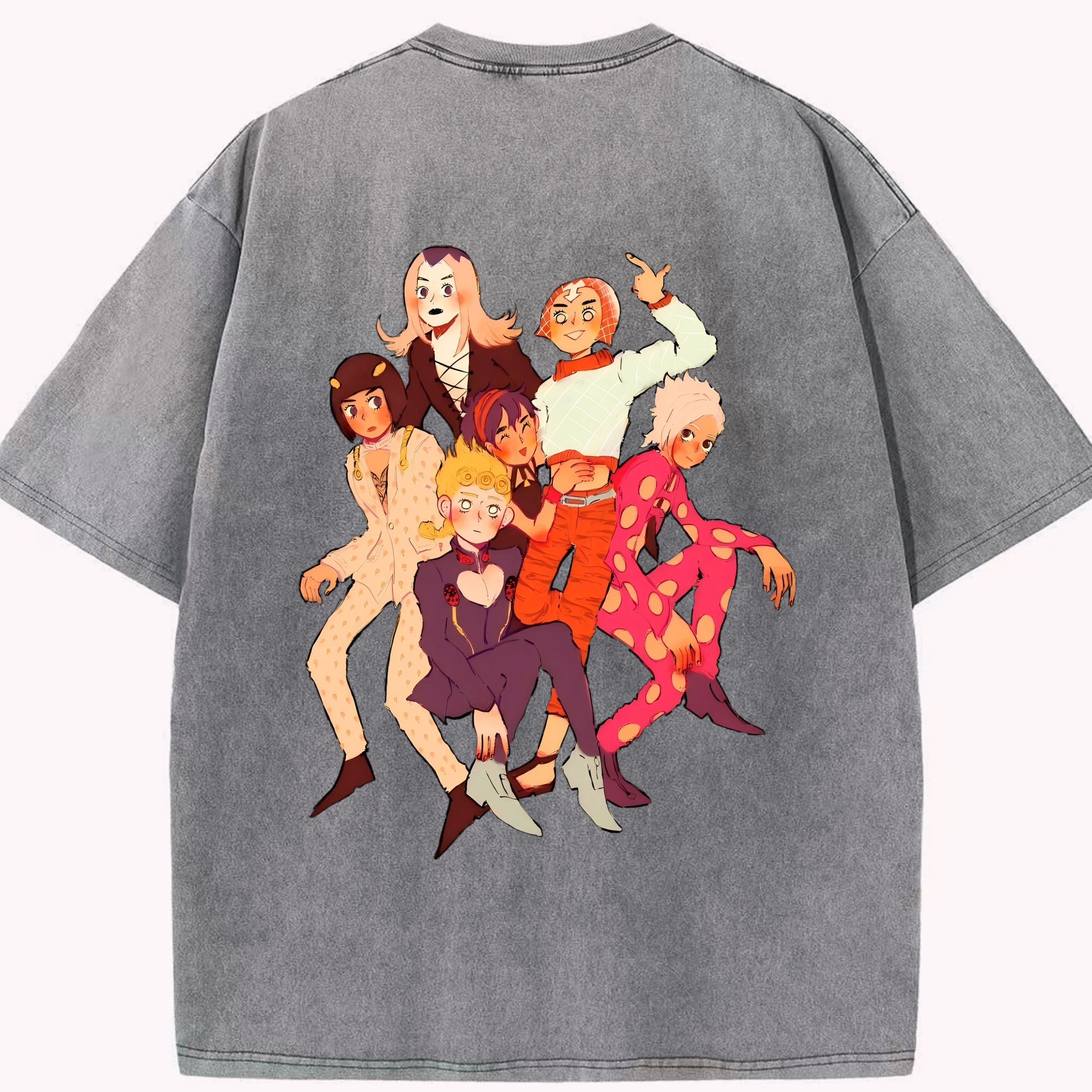 （画像用） ジョジョの奇妙な冒険 JoJo's Bizarre Adventure 綿100% ヴィンテージ風 半袖Tシャツ（背面プリント）