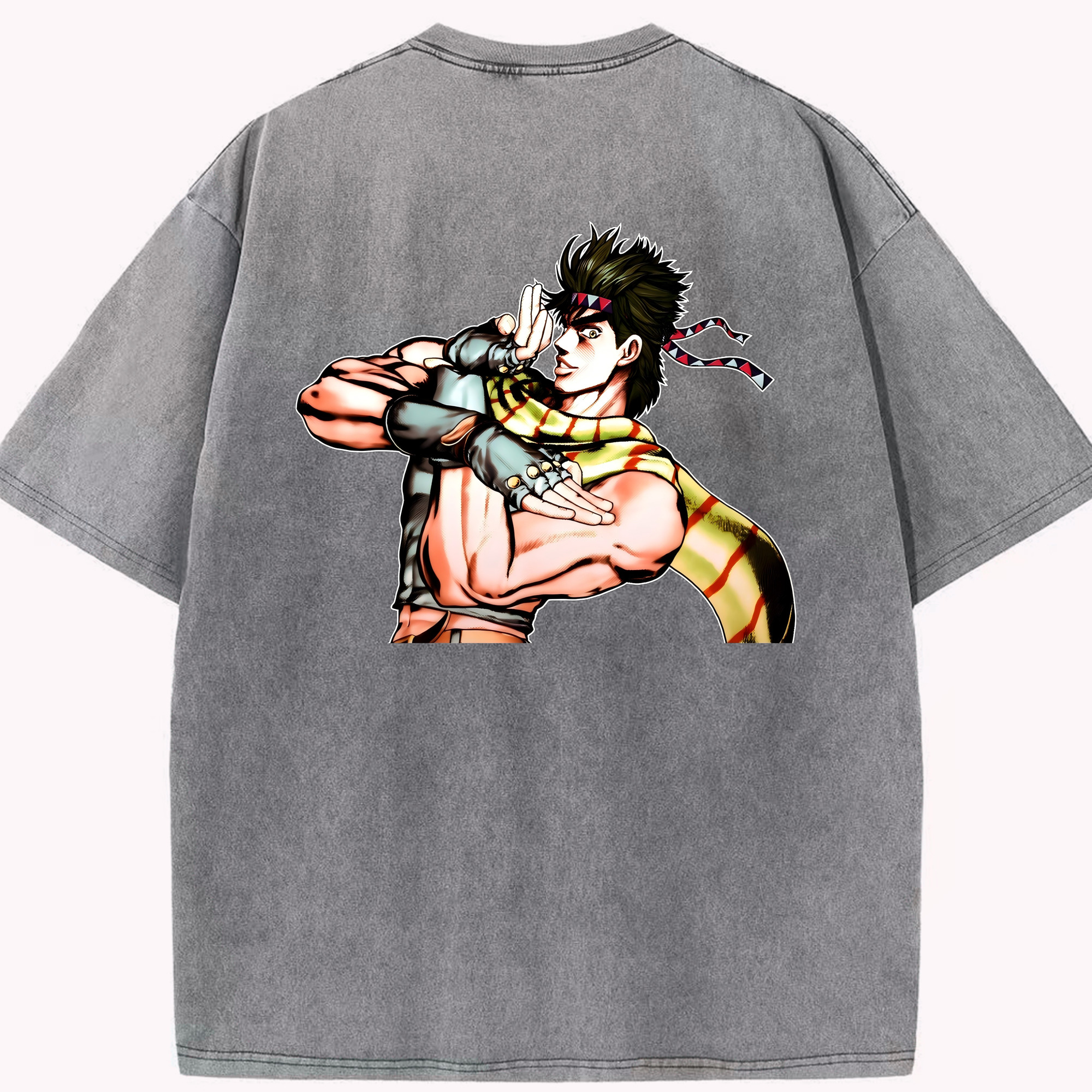 （画像用） ジョジョの奇妙な冒険 ジョセフ?ジョースター JoJo's Bizarre Adventure Joseph Joestar 綿100% ヴィンテージ風 半袖Tシャツ（背面プリント）