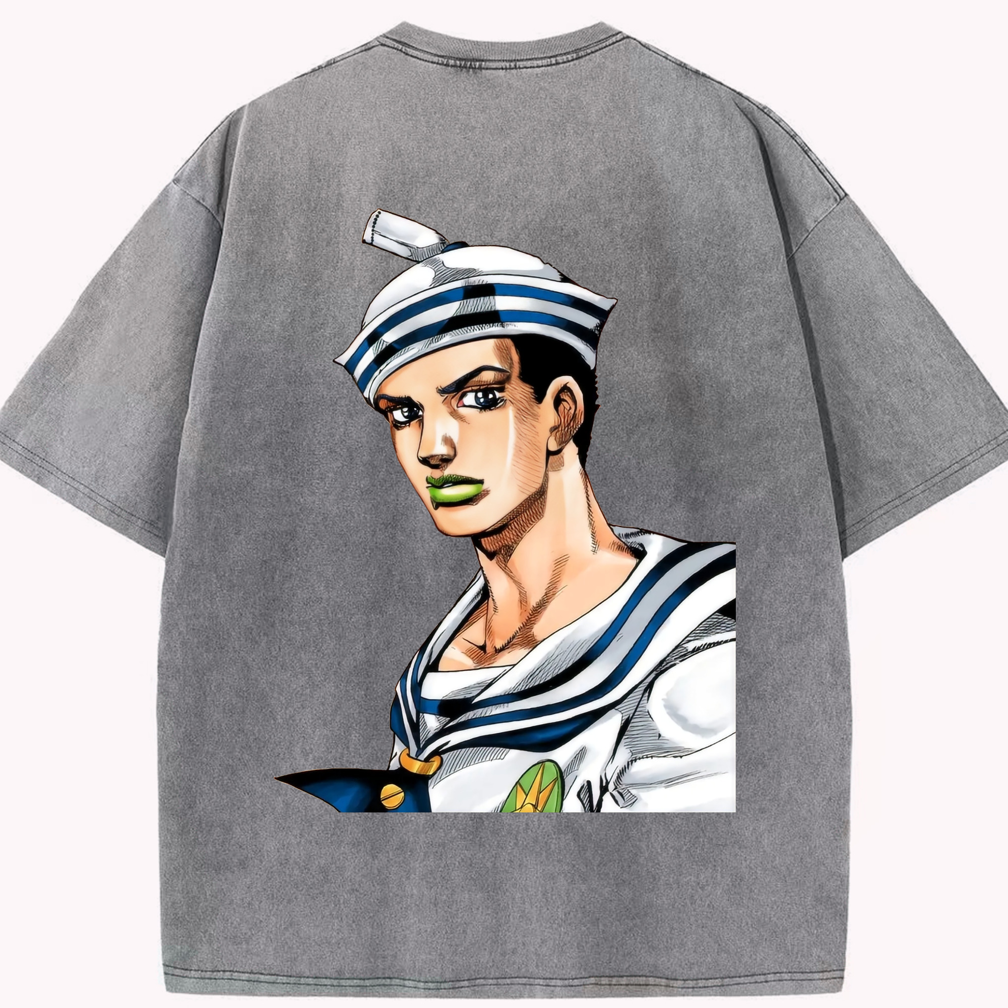 （画像用） ジョジョの奇妙な冒険 東方定助 JoJo's Bizarre Adventure Higashikata Josuke 綿100% ヴィンテージ風 半袖Tシャツ（背面プリント）