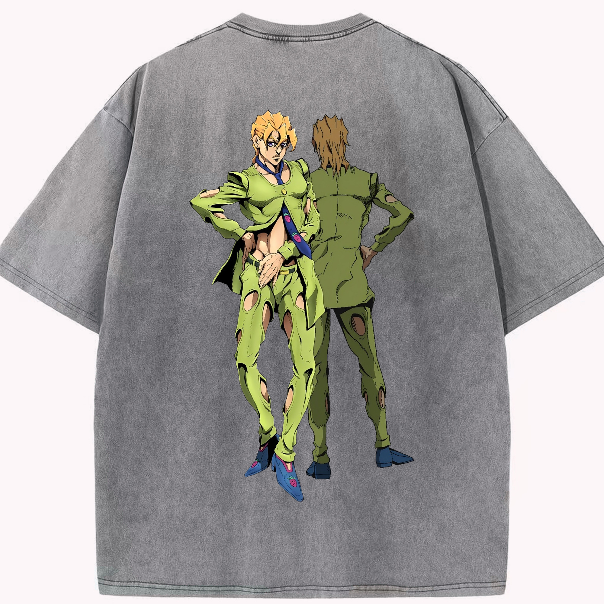 （画像用） ジョジョの奇妙な冒険 パンナコッタ?フー JoJo's Bizarre Adventure Pannacotta Fugo 綿100% ヴィンテージ風 半袖Tシャツ（背面プリント）