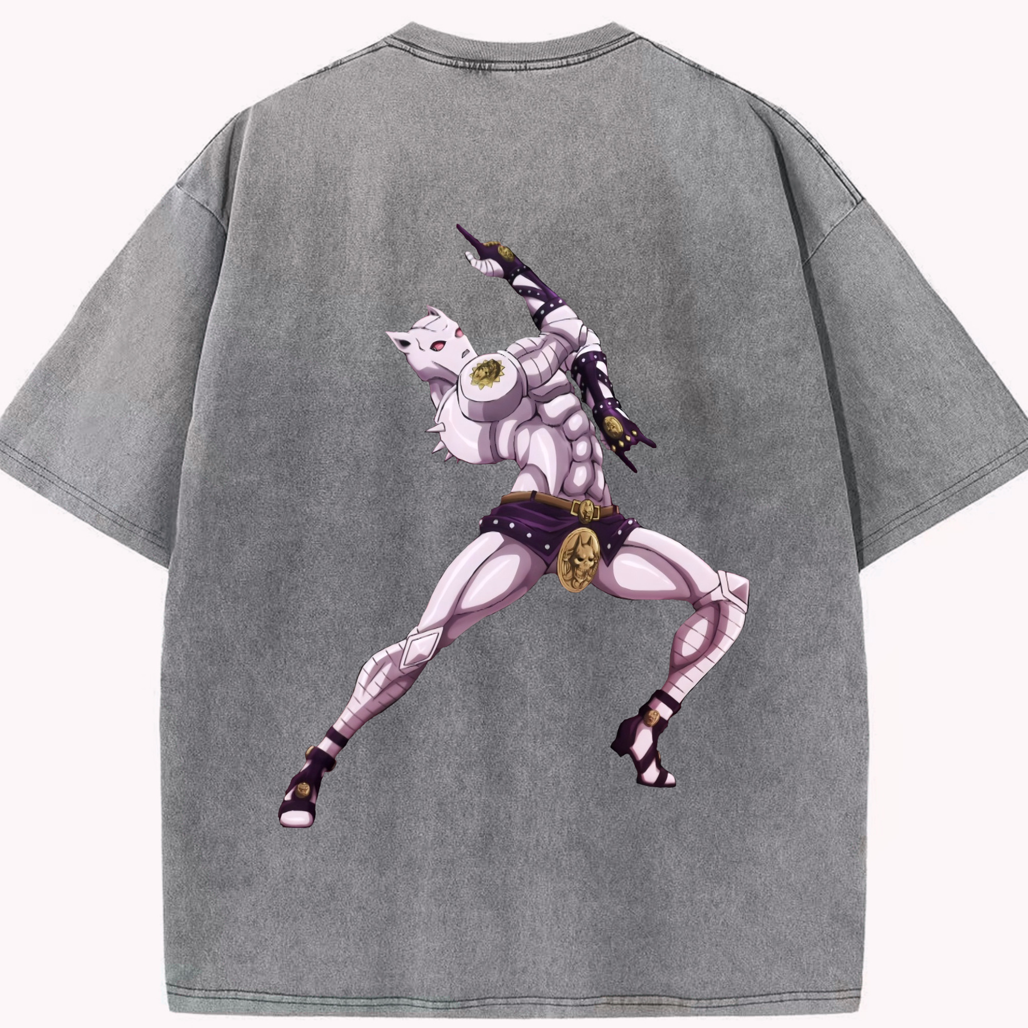 （画像用） ジョジョの奇妙な冒険 きら よしかげ JoJo's Bizarre Adventure Kira Yoshikage 綿100% ヴィンテージ風 半袖Tシャツ（背面プリント）