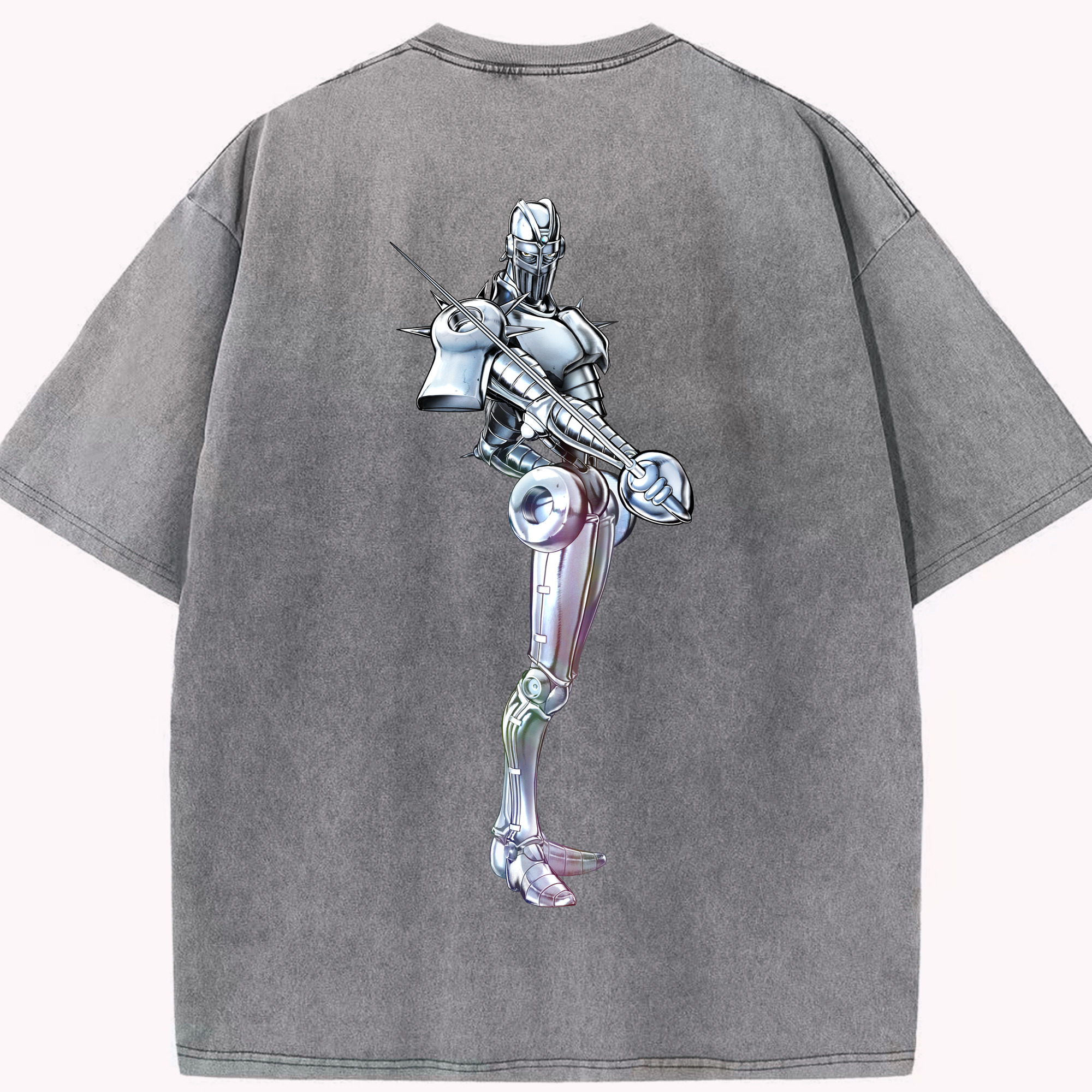 （画像用） ジョジョの奇妙な冒険 ジャン＝ピエール?ポルナレフ JoJo's Bizarre Adventure Jan Pierre Polnareff 綿100% ヴィンテージ風 半袖Tシャツ（背面プリント）