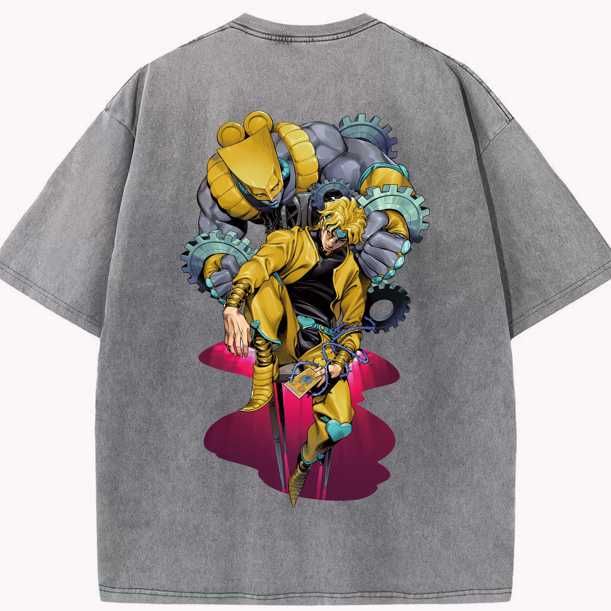 （画像用） ジョジョの奇妙な冒険 ディオ?ブランドー JoJo's Bizarre Adventure Dio Brando 綿100% ヴィンテージ風 半袖Tシャツ（背面プリント）