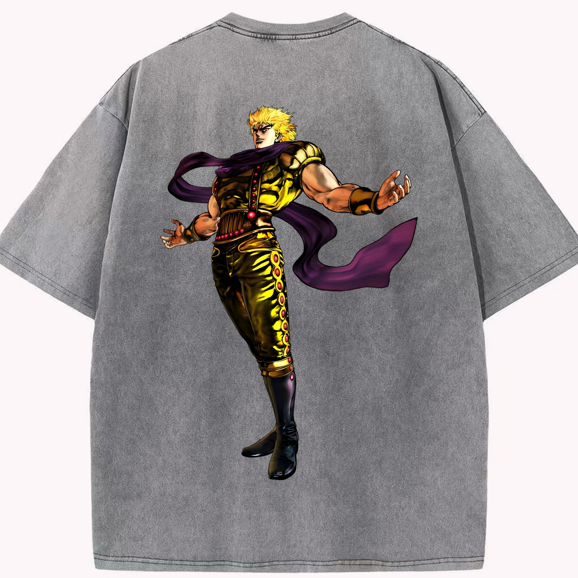 （画像用） ジョジョの奇妙な冒険 ディオ?ブランドー JoJo's Bizarre Adventure Dio Brando 綿100% ヴィンテージ風 半袖Tシャツ（背面プリント）