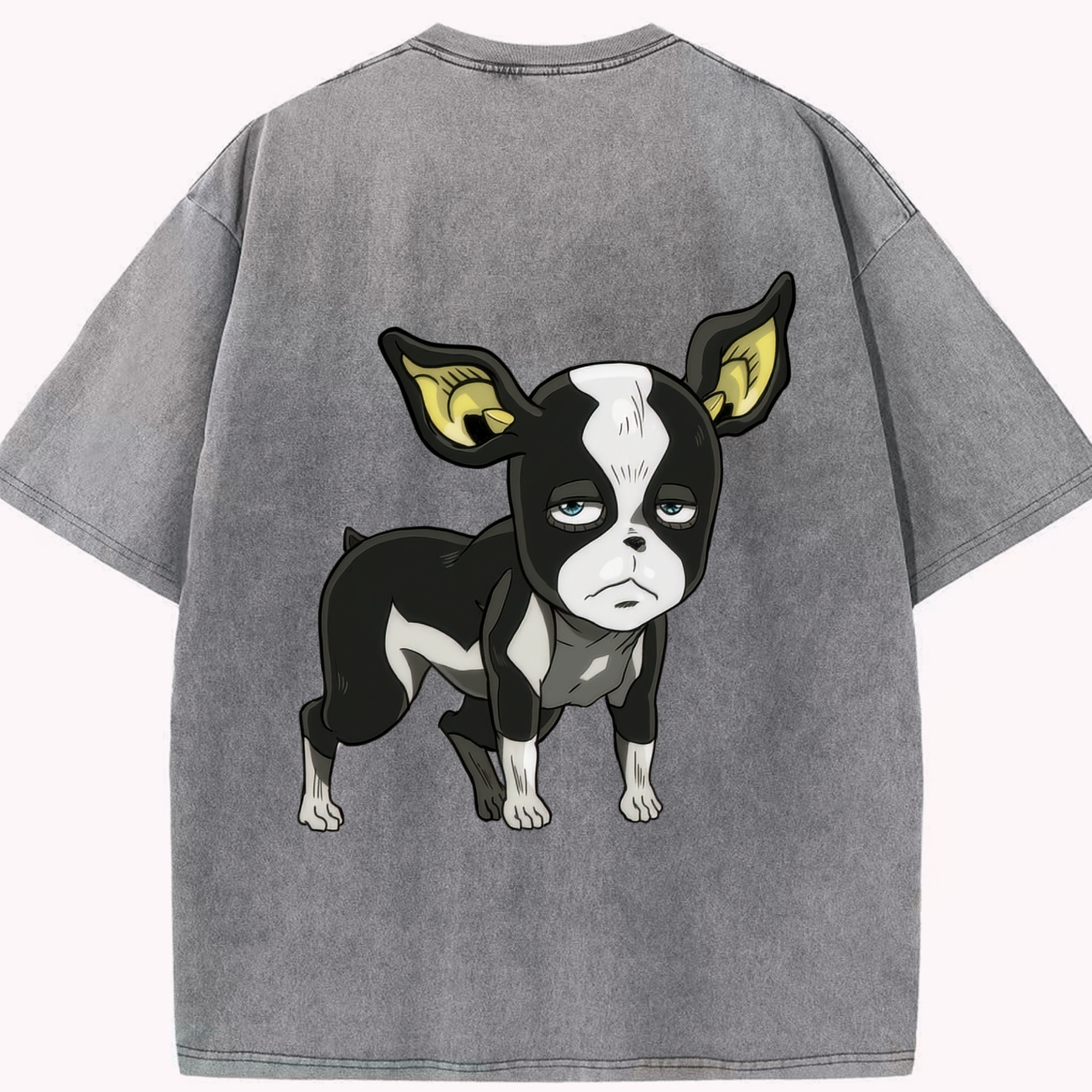 （画像用） ジョジョの奇妙な冒険 イギー JoJo's Bizarre Adventure Iggy 綿100% ヴィンテージ風 半袖Tシャツ（背面プリント）