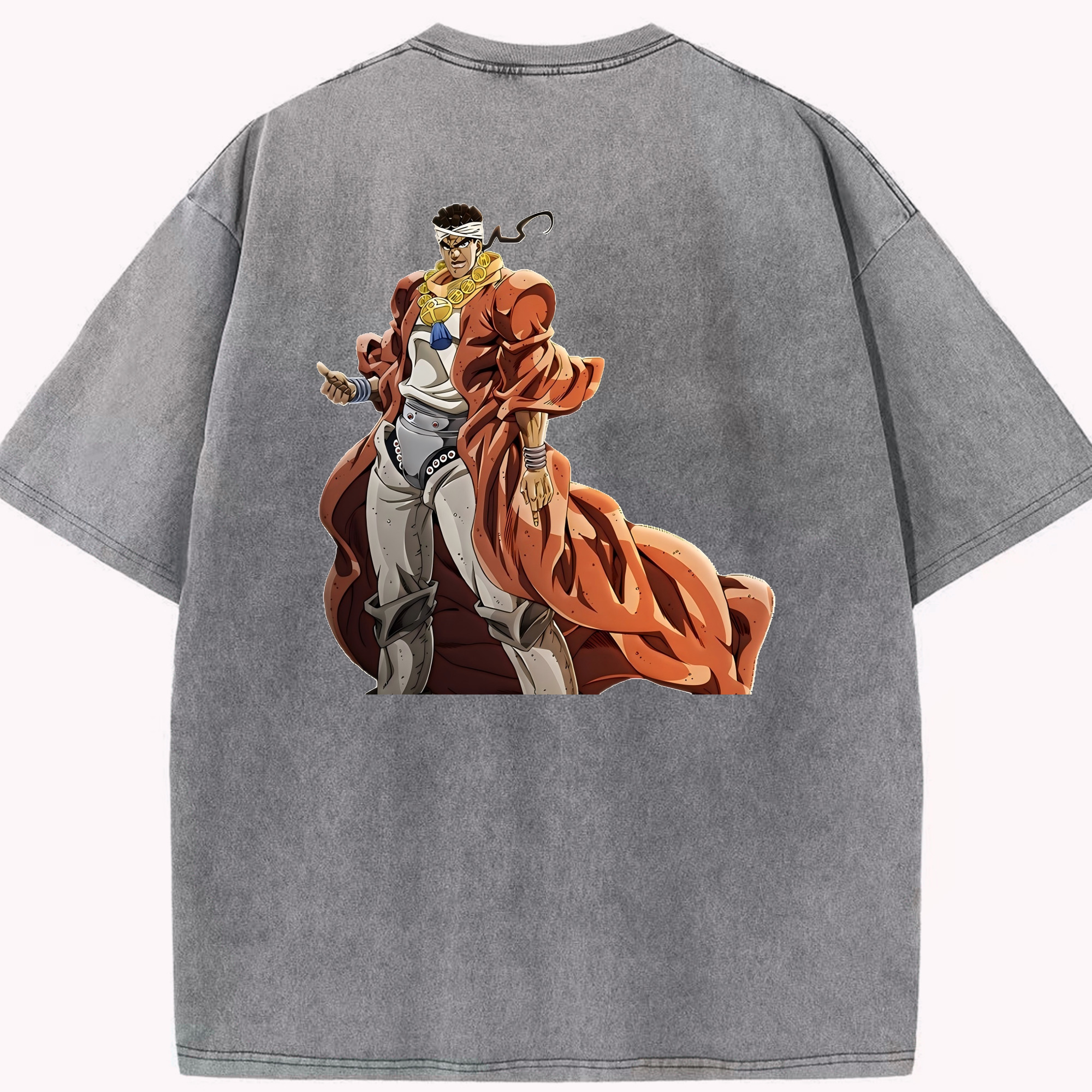 （画像用） ジョジョの奇妙な冒険 ムハンマド?アブドゥル JoJo's Bizarre Adventure Muhammad Avdol 綿100% ヴィンテージ風 半袖Tシャツ（背面プリント）