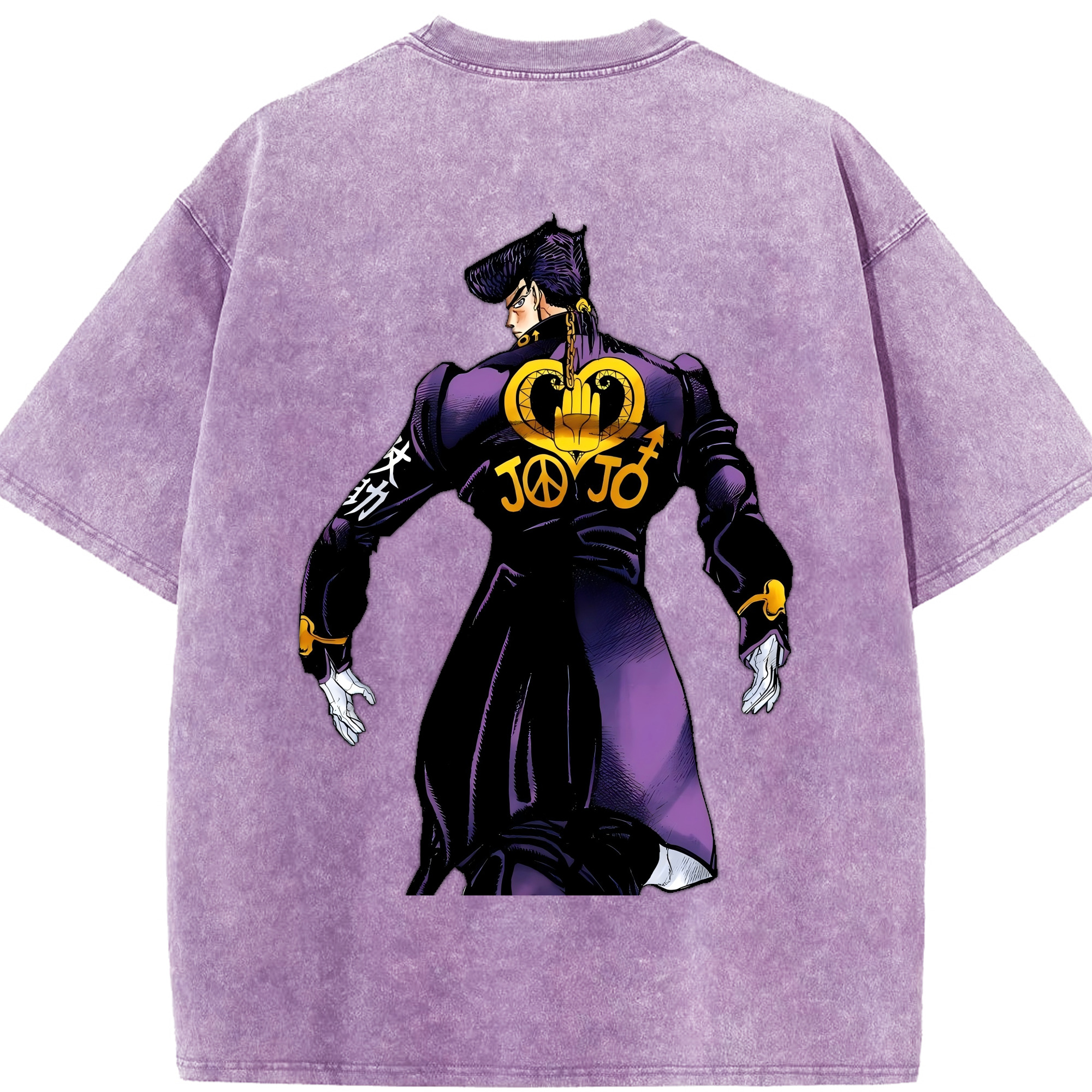 （画像用） ジョジョの奇妙な冒険 ひがしかた じょうすけ JoJo's Bizarre Adventure Higashikata Josuke 綿100% ヴィンテージ風 半袖Tシャツ（背面プリント）