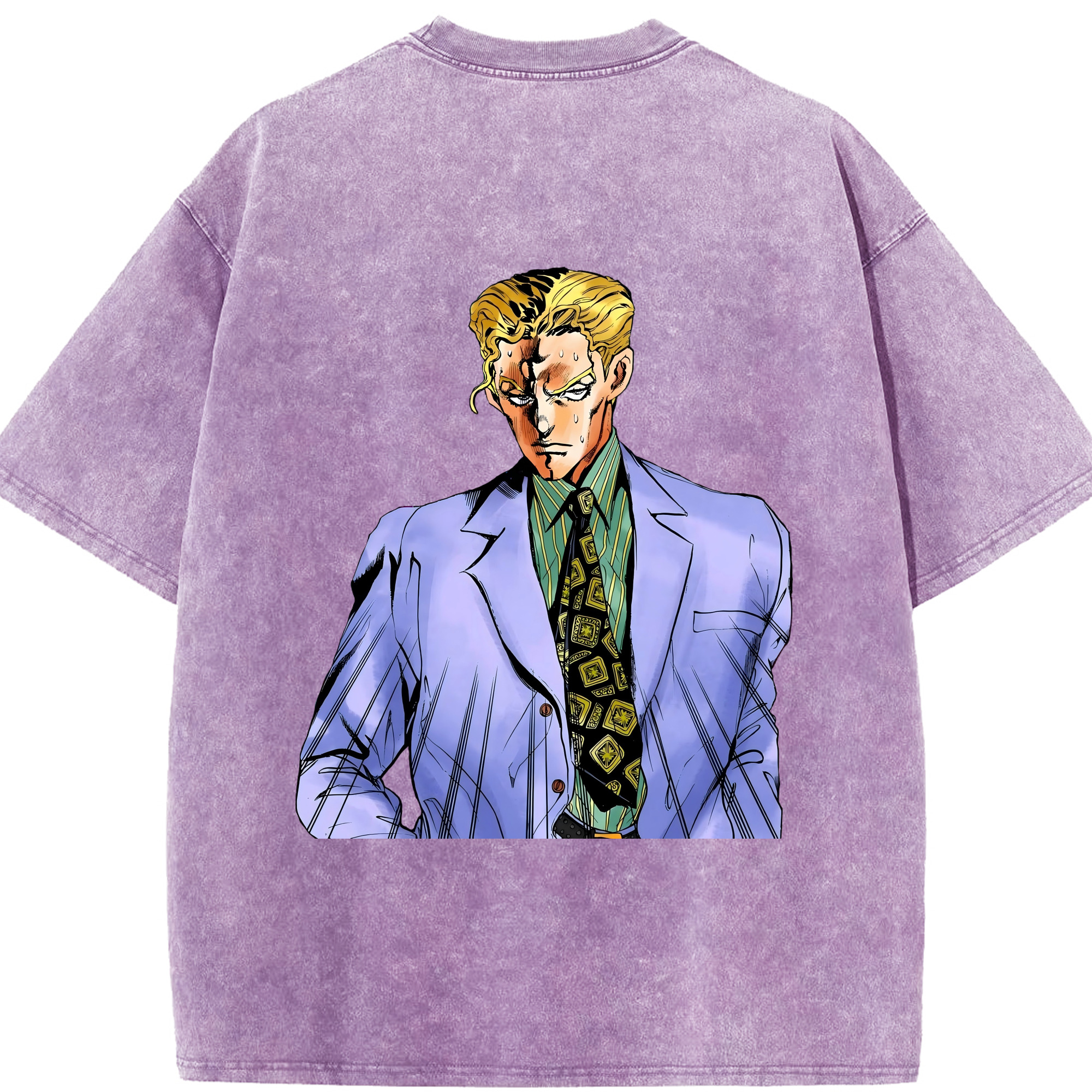 （画像用） ジョジョの奇妙な冒険 きら よしかげ JoJo's Bizarre Adventure Kira Yoshikage 綿100% ヴィンテージ風 半袖Tシャツ（背面プリント）