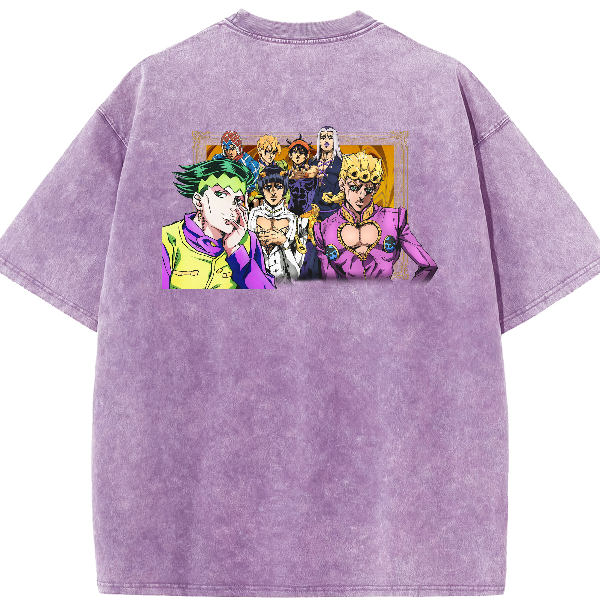 （画像用） ジョジョの奇妙な冒険 ジョルノ?ジョバァーナ JoJo's Bizarre Adventure Giorno Giovanna 綿100% ヴィンテージ風 半袖Tシャツ（背面プリント）