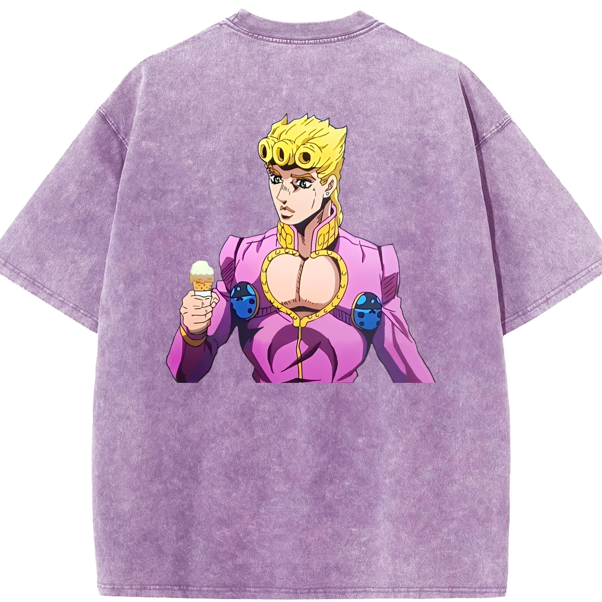 （画像用） ジョジョの奇妙な冒険 ジョルノ?ジョバァーナ JoJo's Bizarre Adventure Giorno Giovanna 綿100% ヴィンテージ風 半袖Tシャツ（背面プリント）