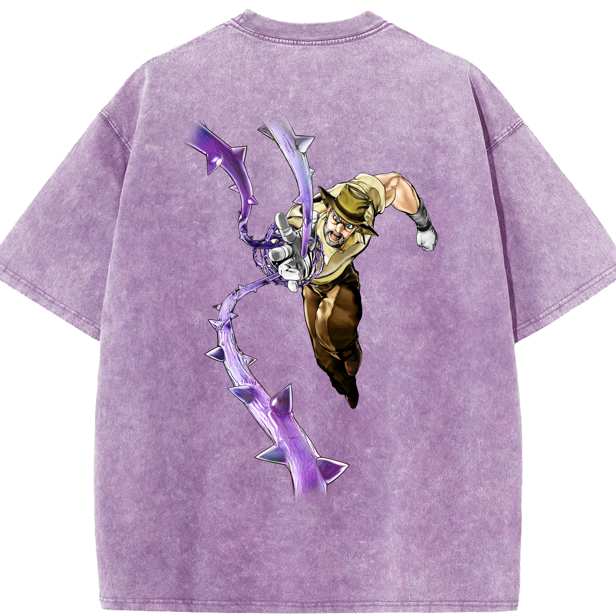 （画像用） ジョジョの奇妙な冒険 ジョセフ?ジョースター JoJo's Bizarre Adventure Joseph Joestar 綿100% ヴィンテージ風 半袖Tシャツ（背面プリント）
