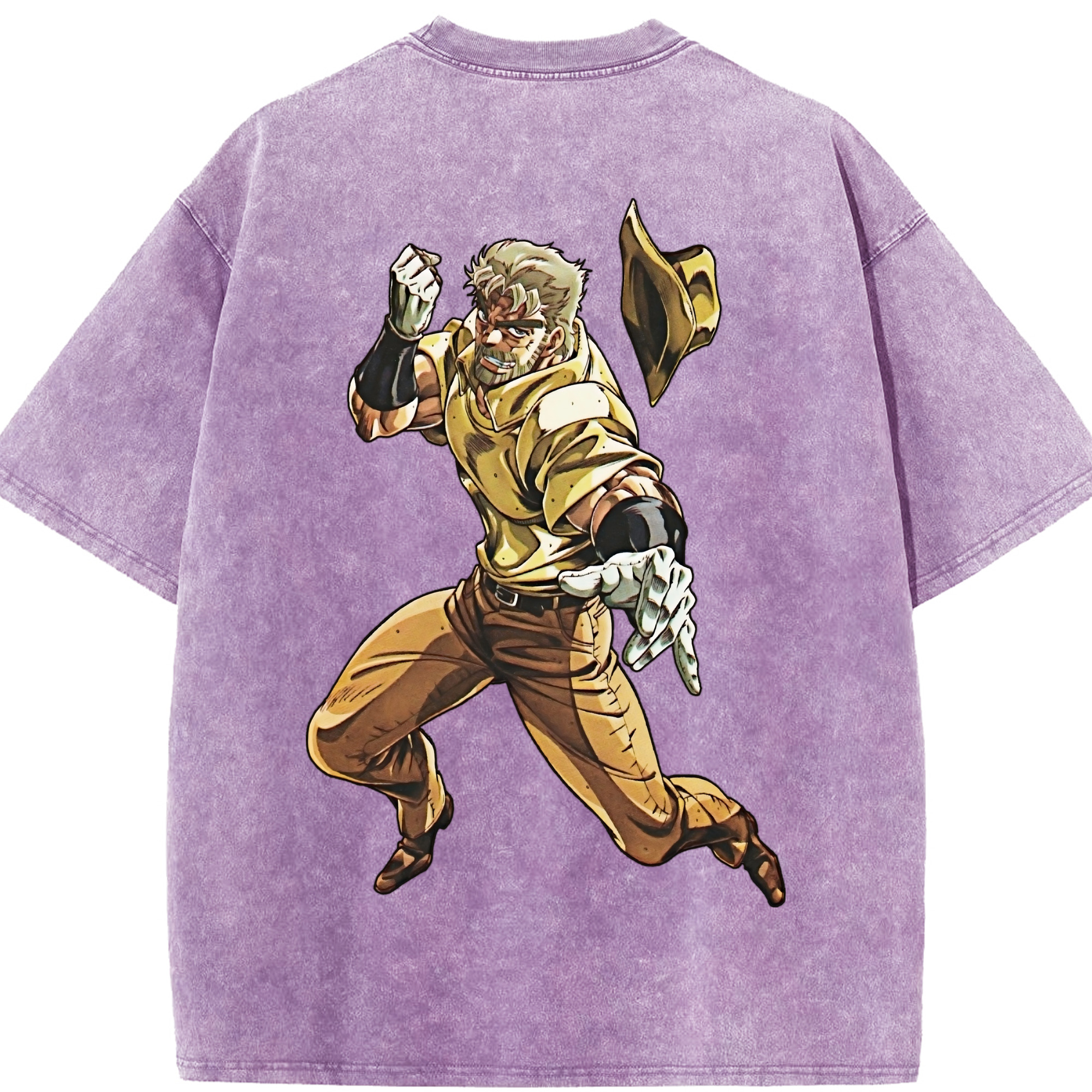 （画像用） ジョジョの奇妙な冒険 ジョセフ?ジョースター JoJo's Bizarre Adventure Joseph Joestar 綿100% ヴィンテージ風 半袖Tシャツ（背面プリント）