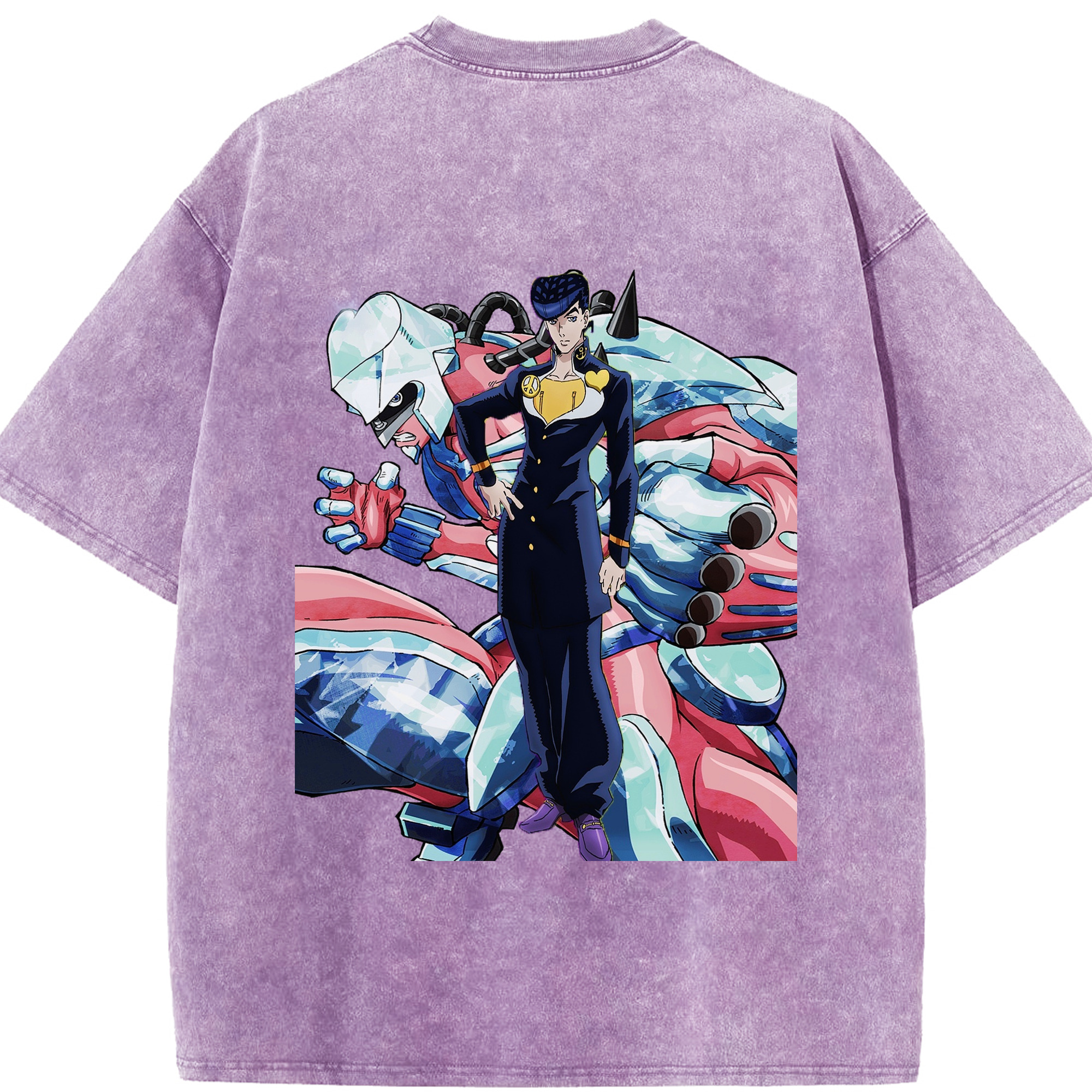 （画像用） ジョジョの奇妙な冒険 ひがしかた じょうすけ JoJo's Bizarre Adventure Higashikata Josuke 綿100% ヴィンテージ風 半袖Tシャツ（背面プリント）