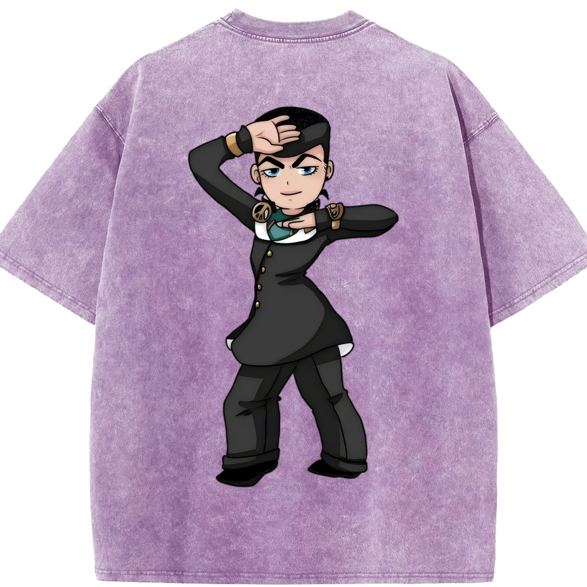（画像用） ジョジョの奇妙な冒険 ひがしかた じょうすけ JoJo's Bizarre Adventure Higashikata Josuke 綿100% ヴィンテージ風 半袖Tシャツ（背面プリント）