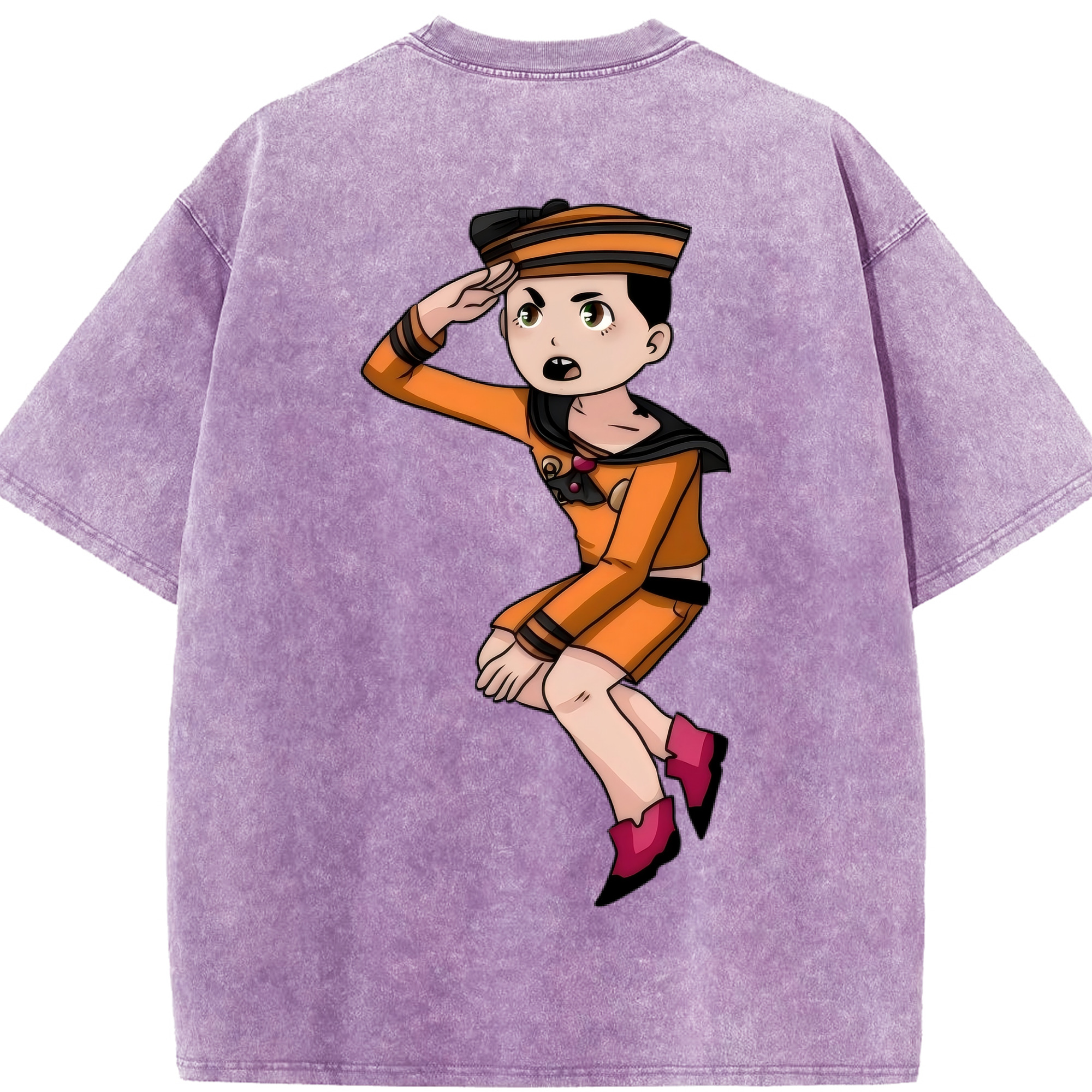 （画像用） ジョジョの奇妙な冒険 東方定助 JoJo's Bizarre Adventure Higashikata Josuke 綿100% ヴィンテージ風 半袖Tシャツ（背面プリント）
