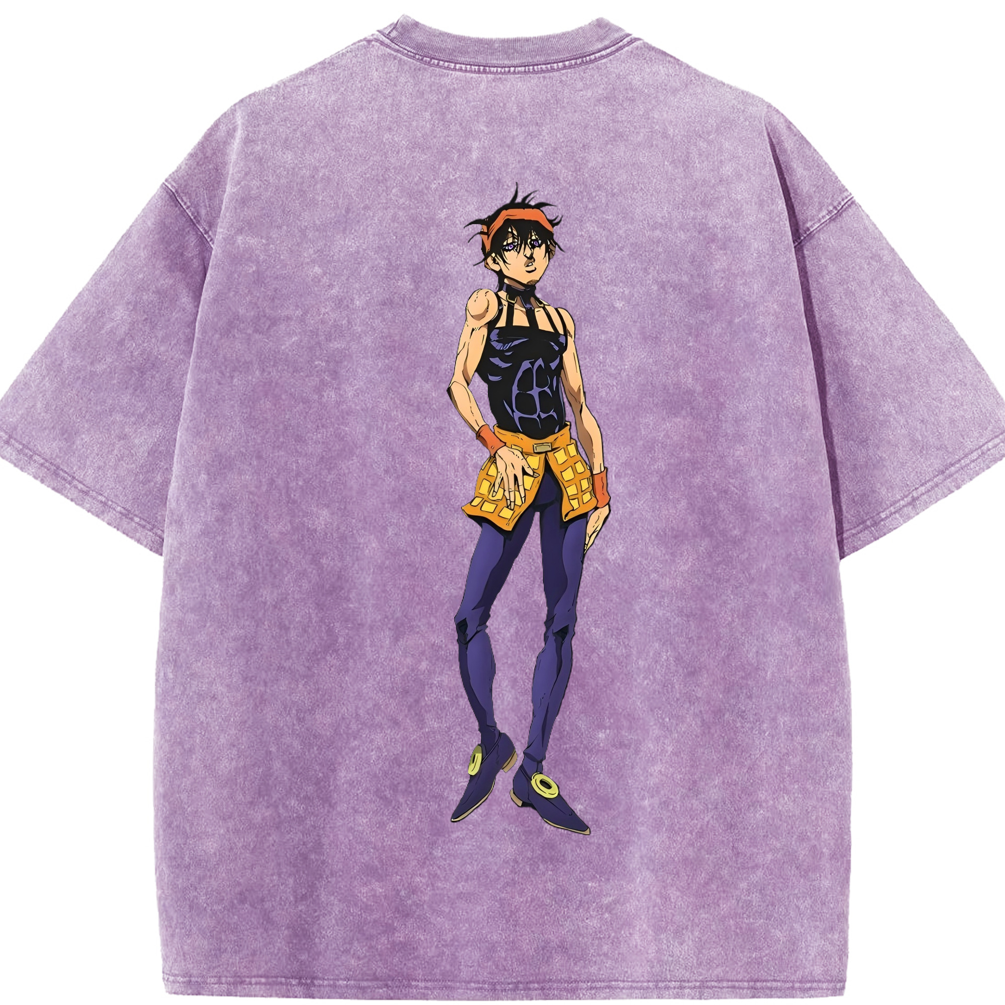 （画像用） ジョジョの奇妙な冒険 ナランチャ?ギルガ JoJo's Bizarre Adventure Narancia Ghirga 綿100% ヴィンテージ風 半袖Tシャツ（背面プリント）