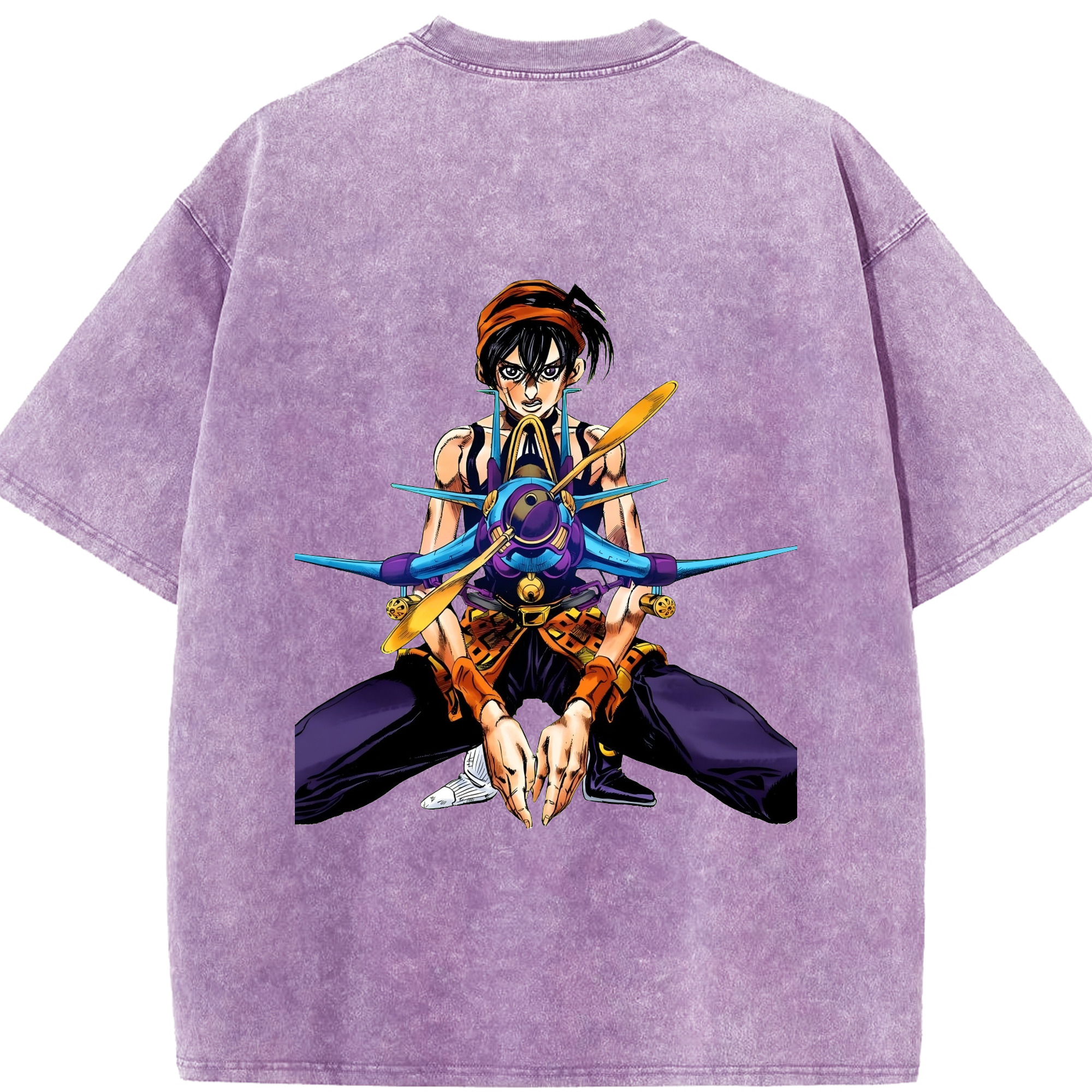 （画像用） ジョジョの奇妙な冒険 ナランチャ?ギルガ JoJo's Bizarre Adventure Narancia Ghirga 綿100% ヴィンテージ風 半袖Tシャツ（背面プリント）