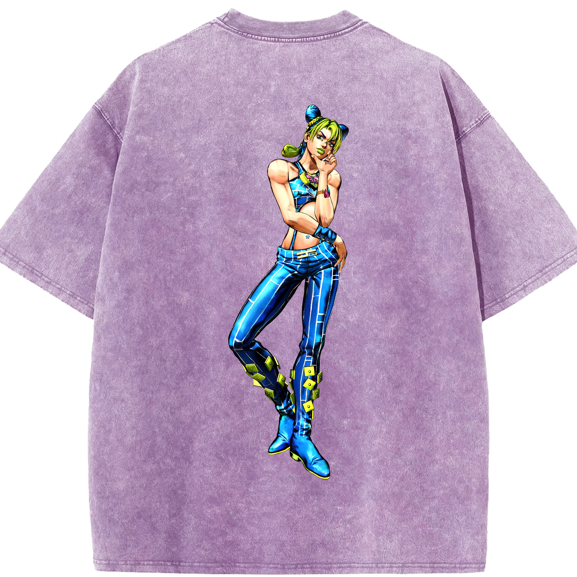 （画像用） "ジョジョの奇妙な冒険 くうじょう ジョリーン JoJo's Bizarre Adventure Jolyne Cujoh " 綿100% ヴィンテージ風 半袖Tシャツ（背面プリント）