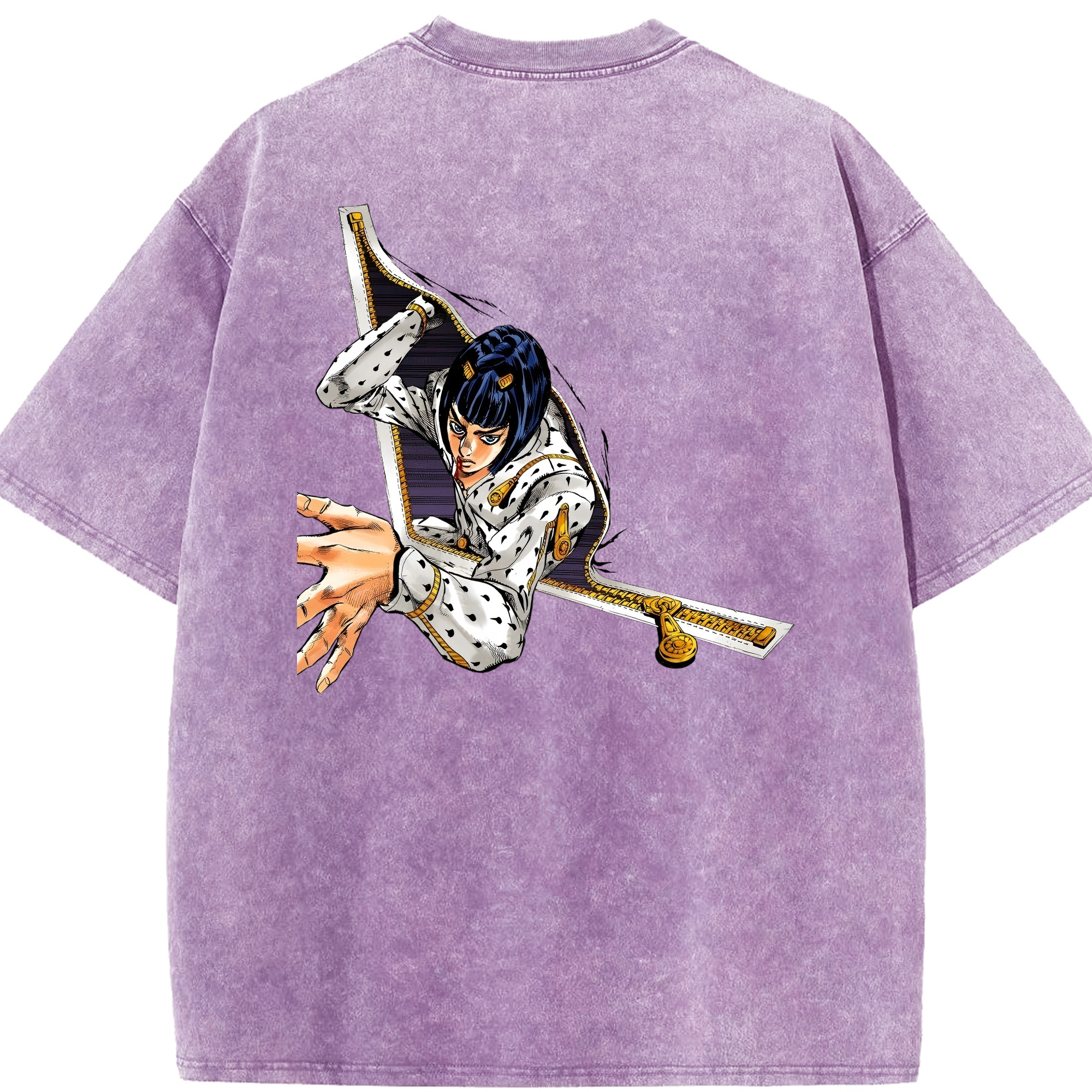 （画像用） ジョジョの奇妙な冒険 ブローノ?ブチャラティ JoJo's Bizarre Adventure Bruno Bucciarati 綿100% ヴィンテージ風 半袖Tシャツ（背面プリント）